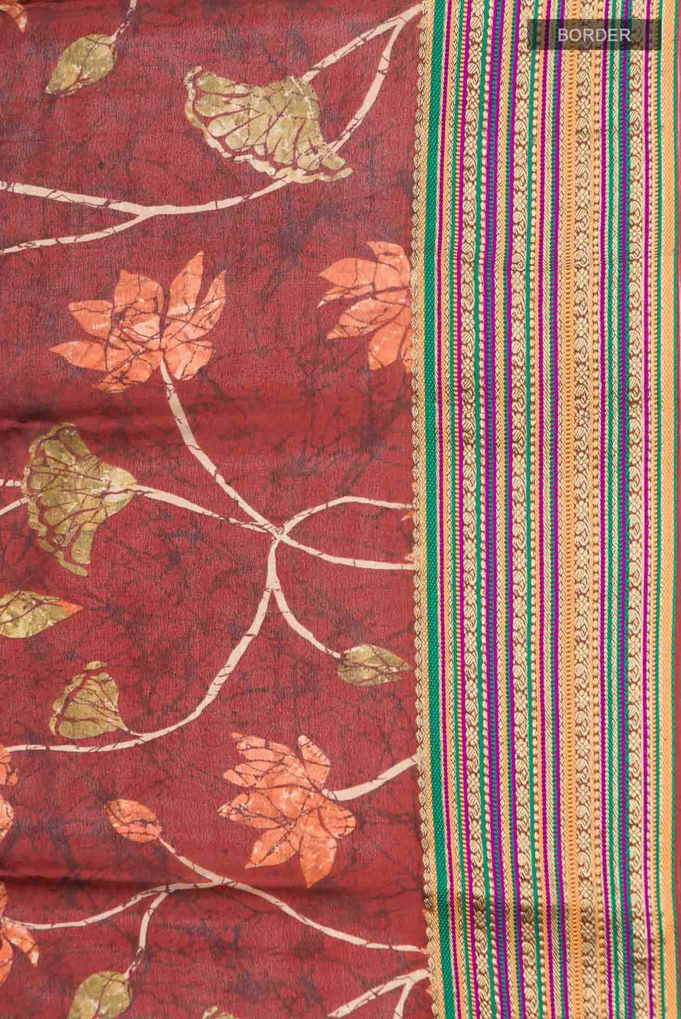 Maroon Mysore Crepe Saree