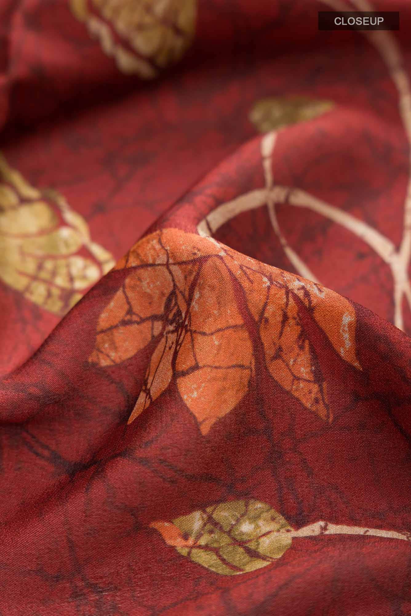Maroon Mysore Crepe Saree