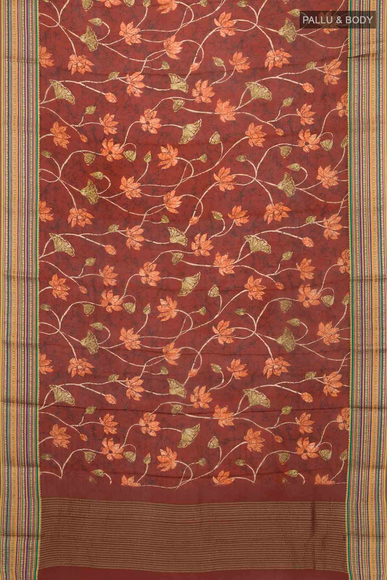 Maroon Mysore Crepe Saree