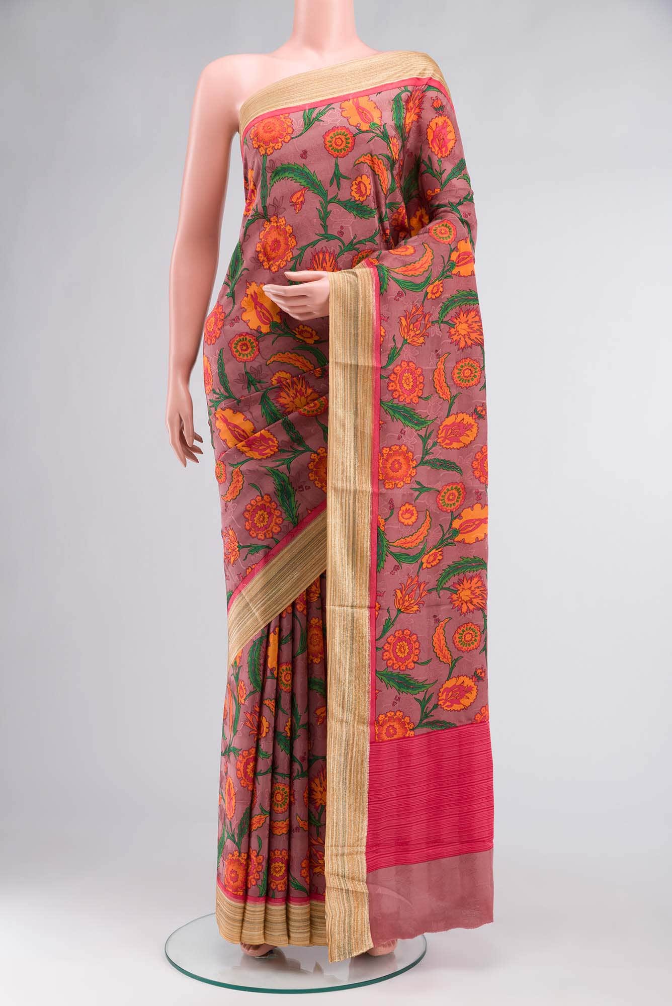 Mauve Crepe Saree