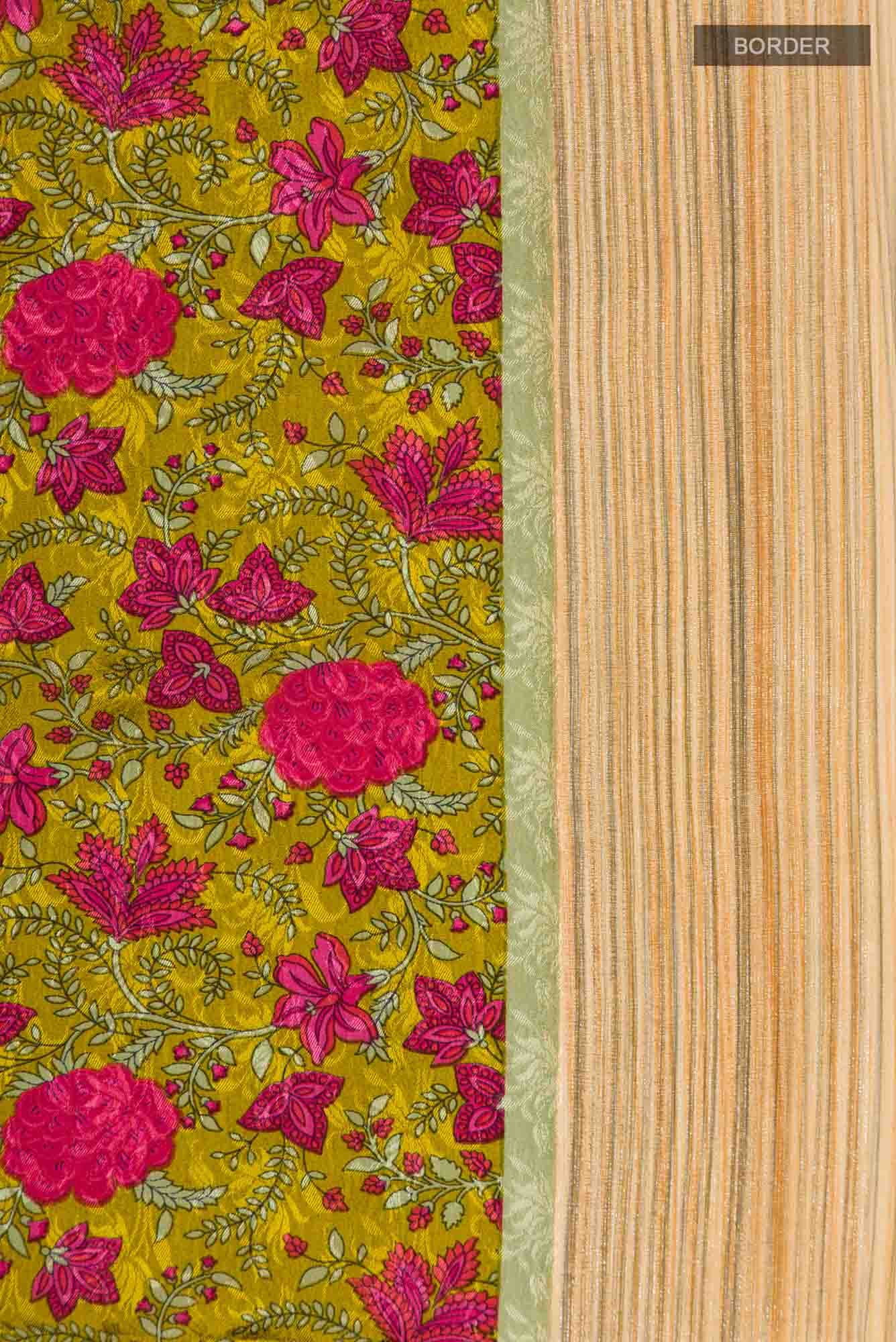 Green Mysore Crepe Saree