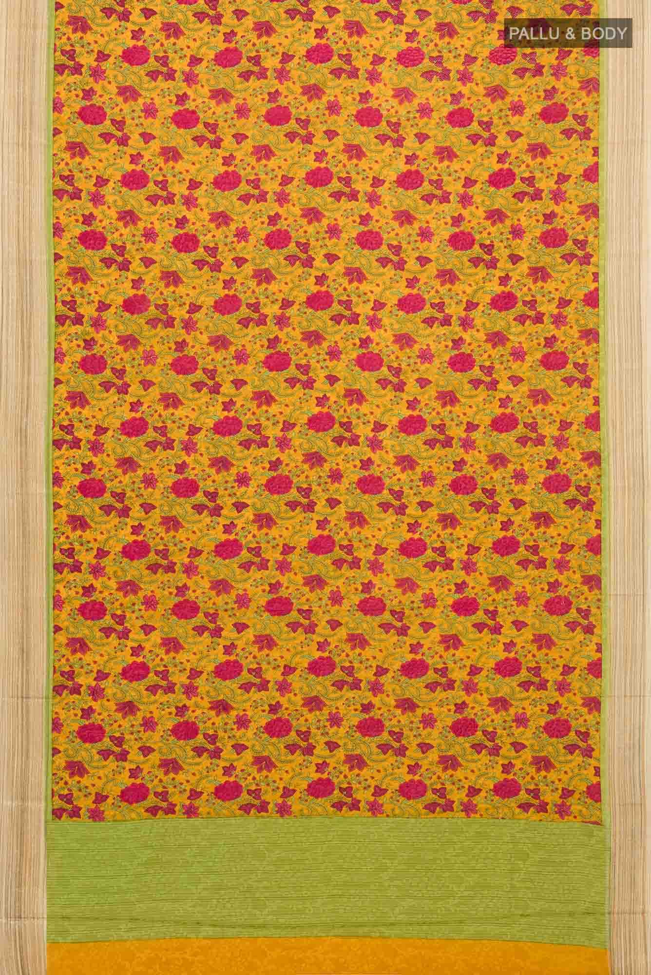 Mustard Mysore Crepe Saree