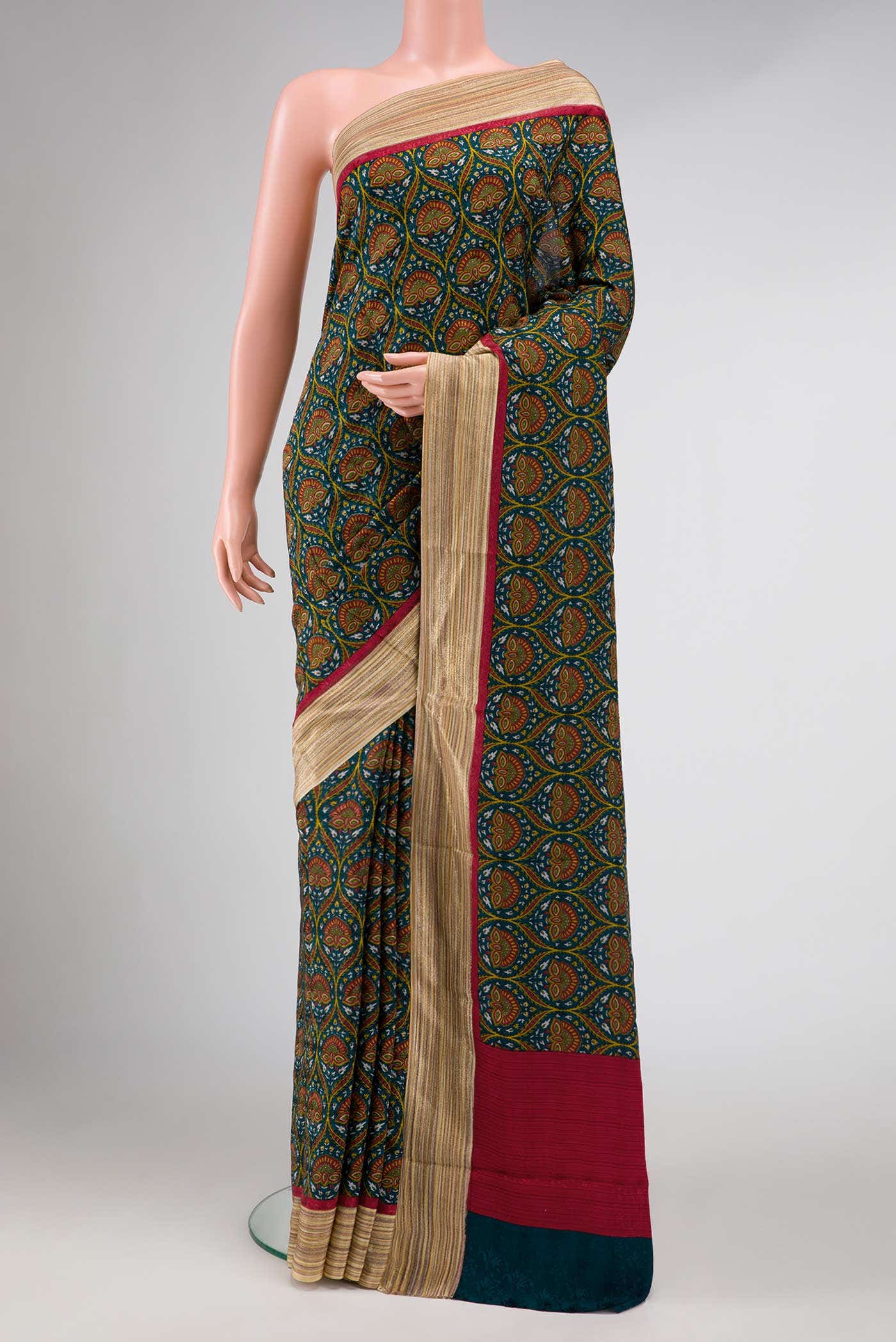 Multicolor Mysore Crepe Saree