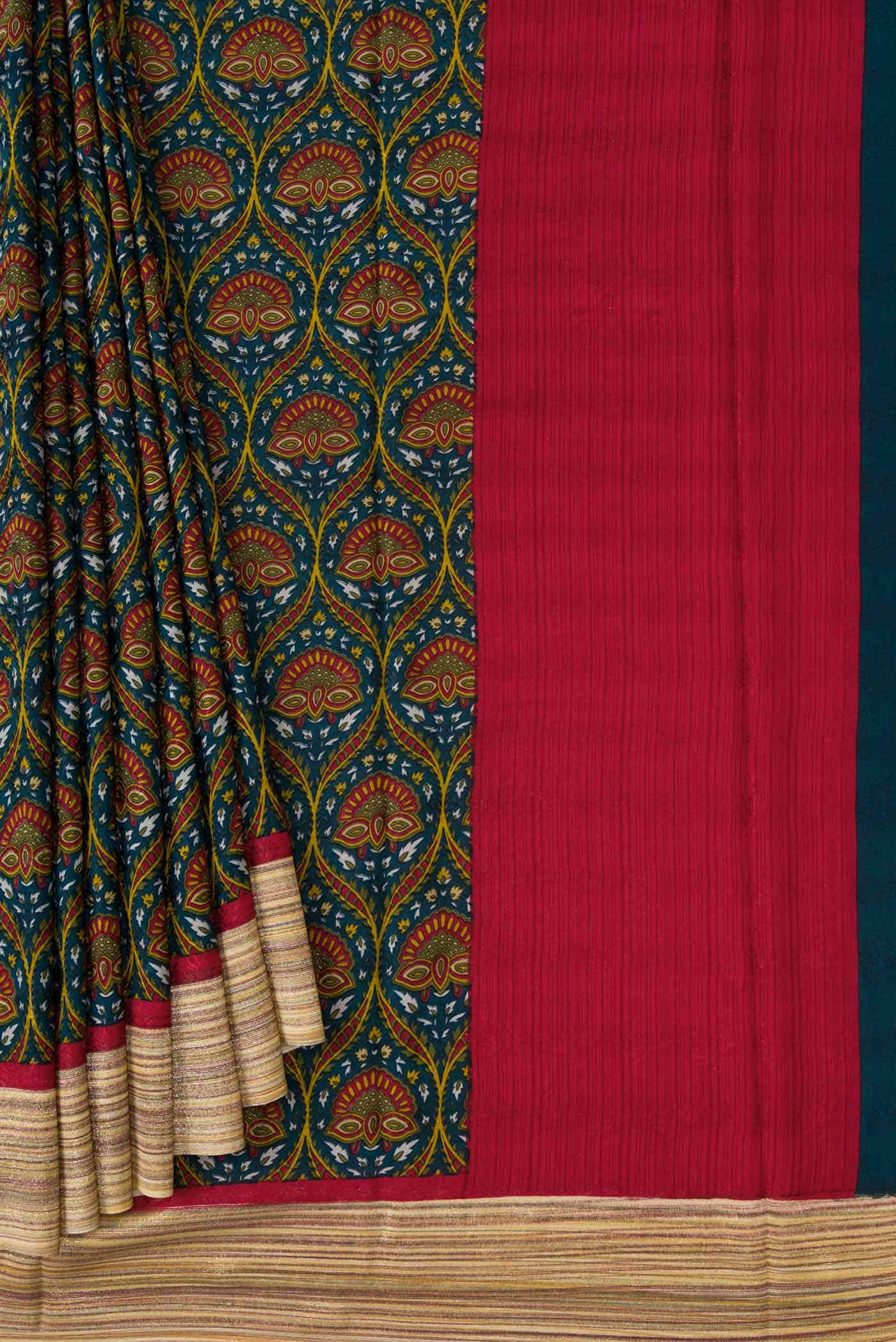 Multicolor Mysore Crepe Saree