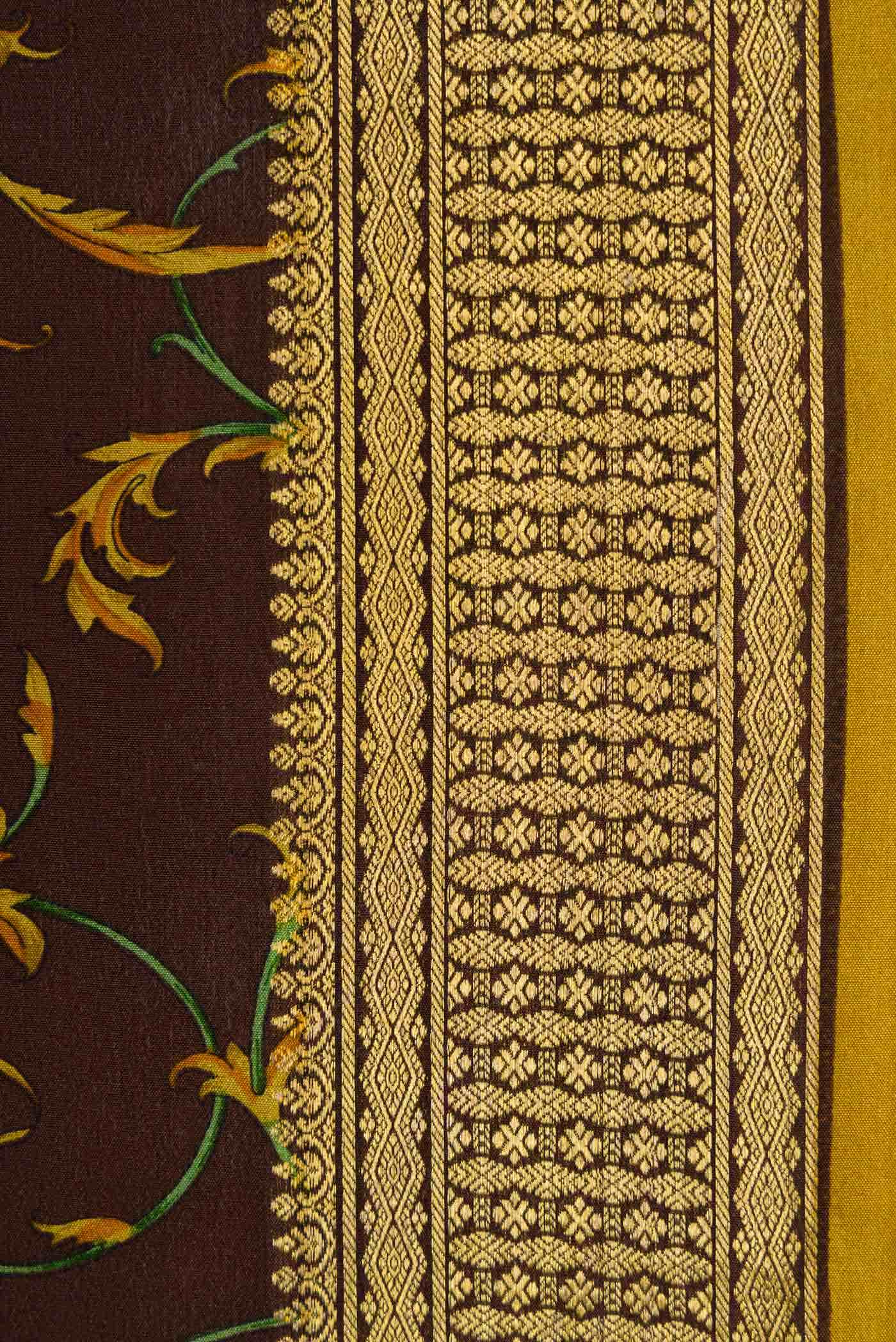 Coffee Brown Mysore Crepe Saree