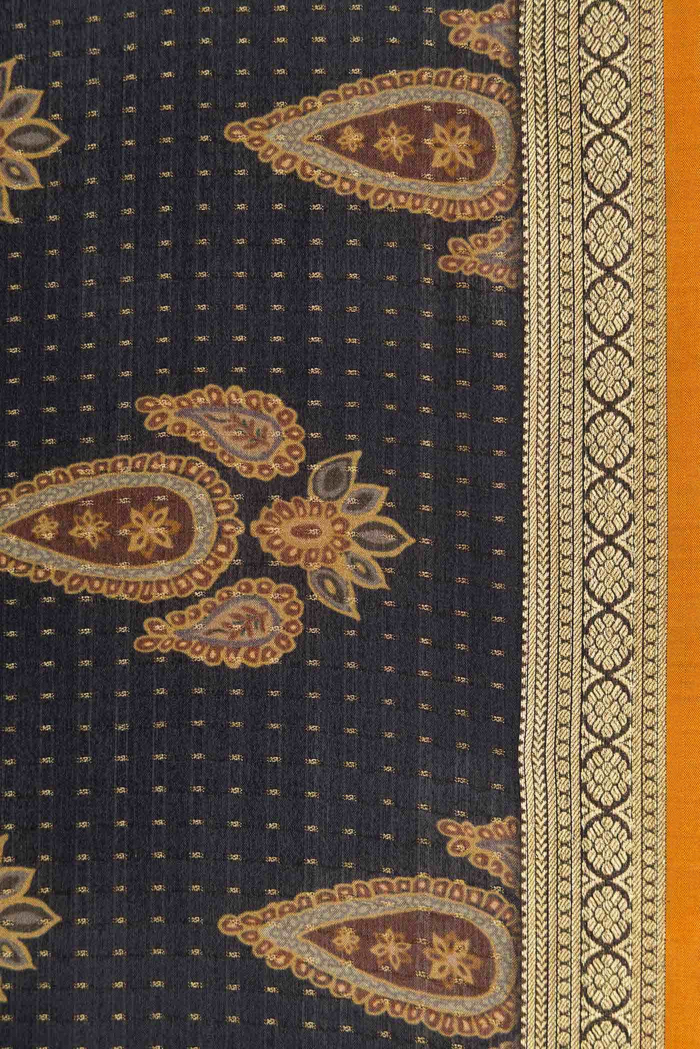 Black Mysore Crepe Saree