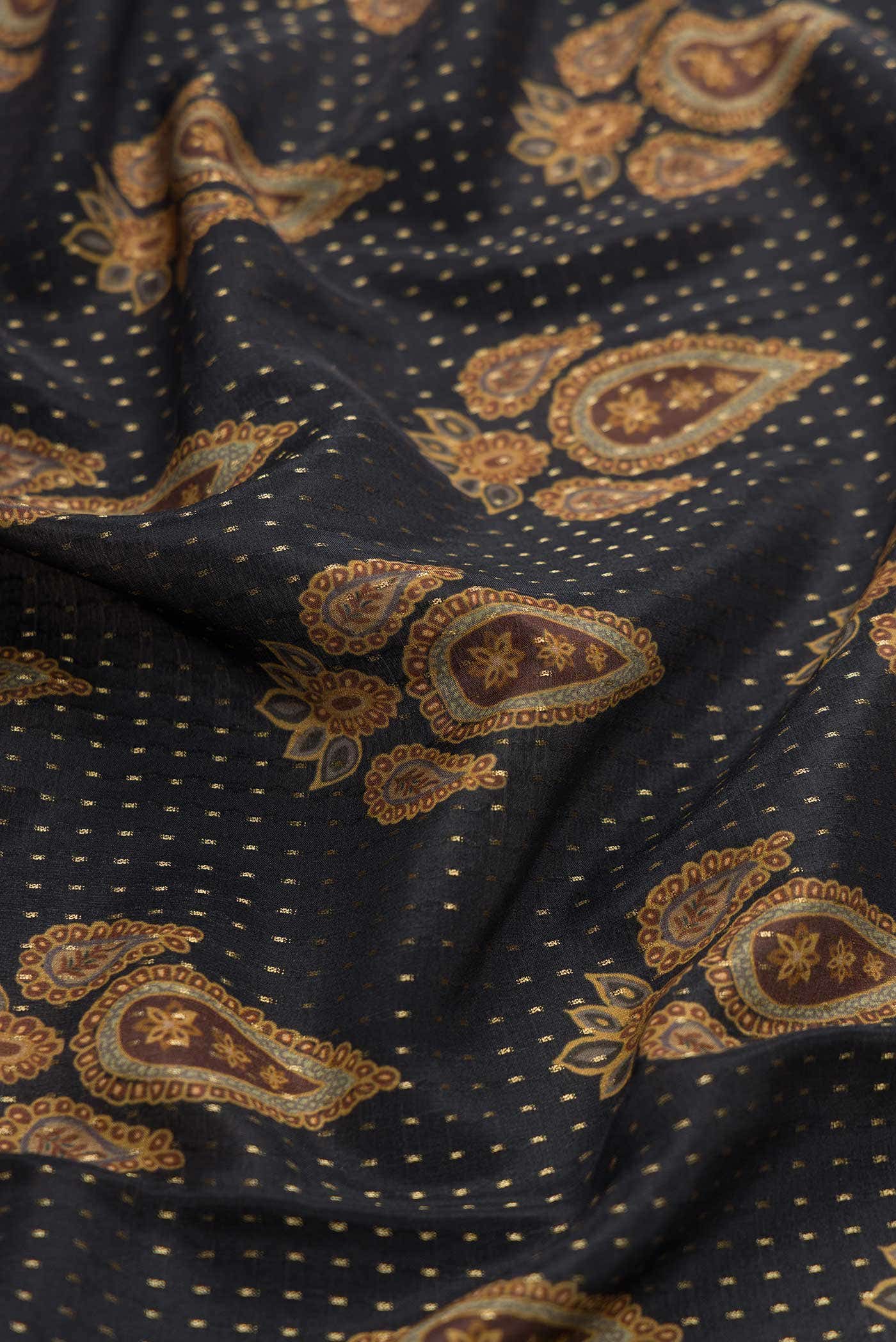 Black Mysore Crepe Saree