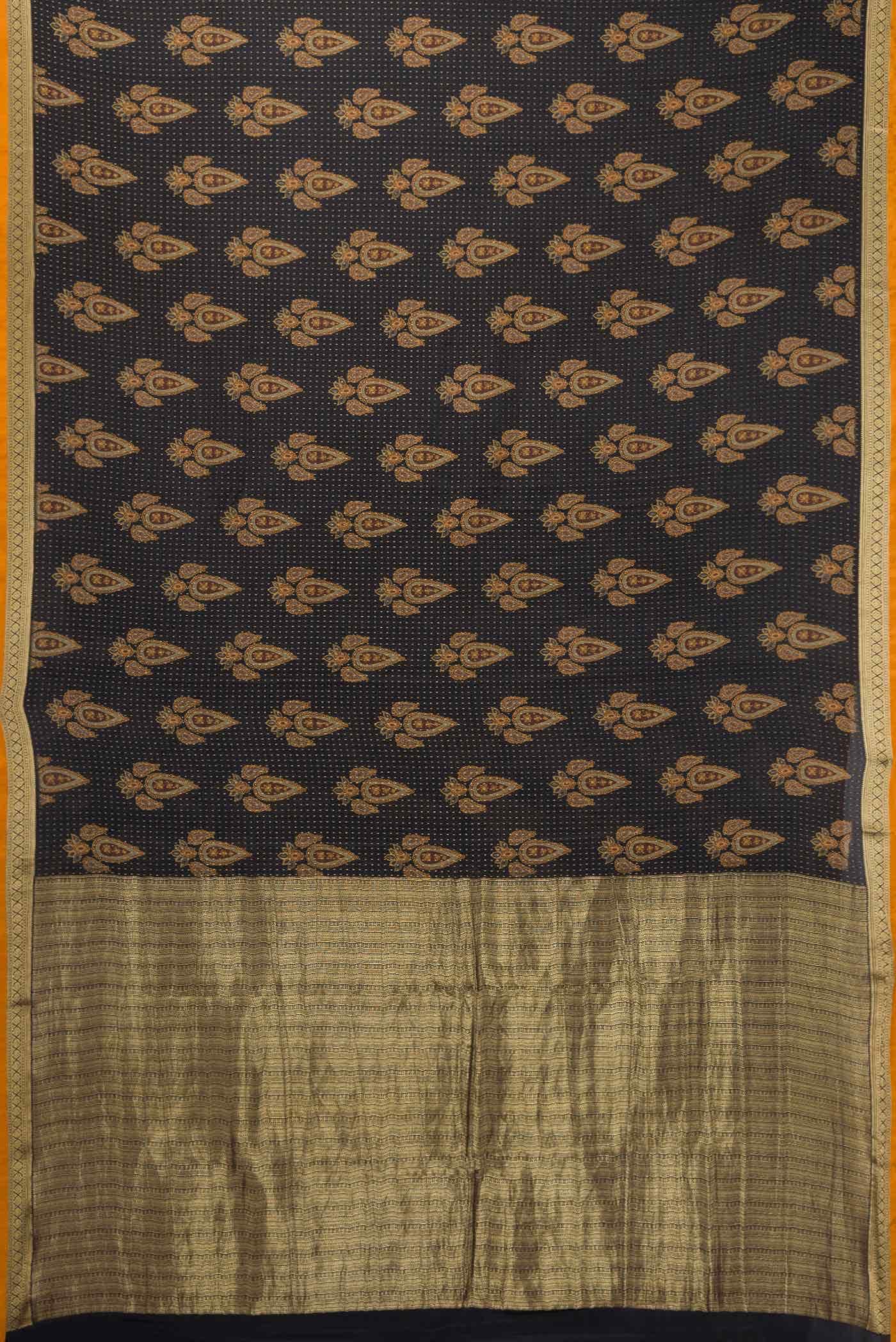 Black Mysore Crepe Saree