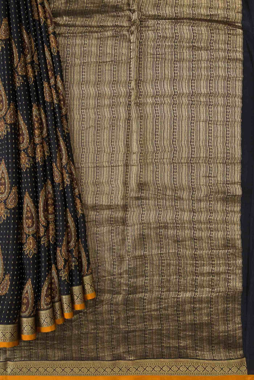Black Mysore Crepe Saree