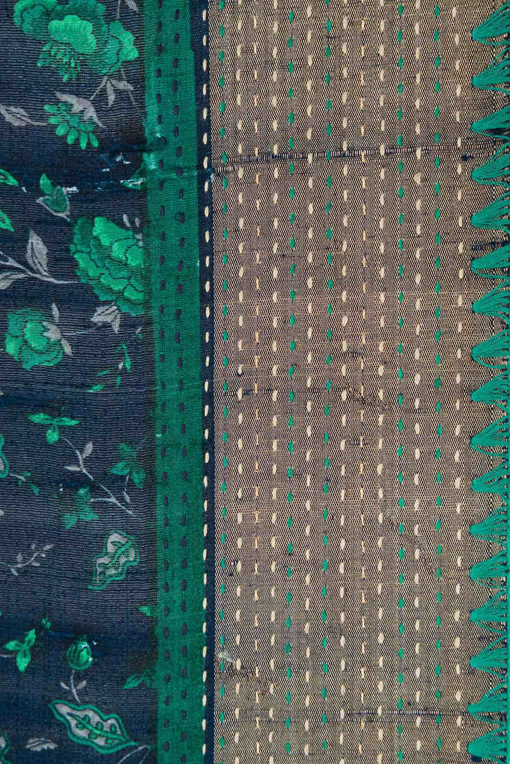 Navy Blue Tussar Silk Saree