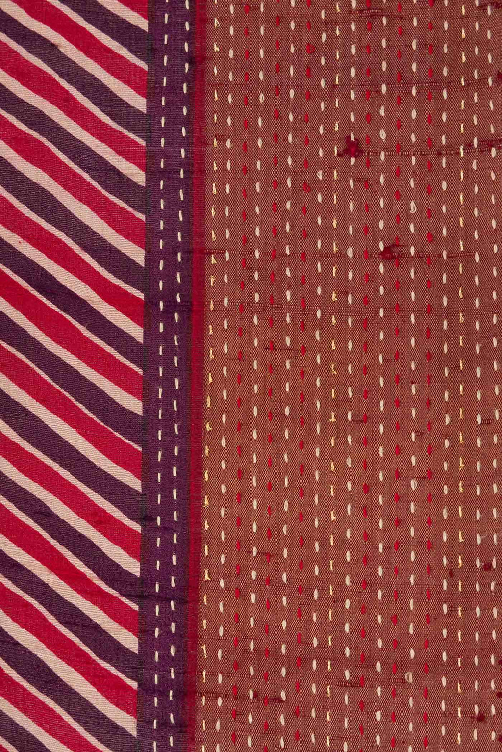 Pure Silk Pure Zari Maroon Off White and Burgundy Dual Tone Tussar Saree