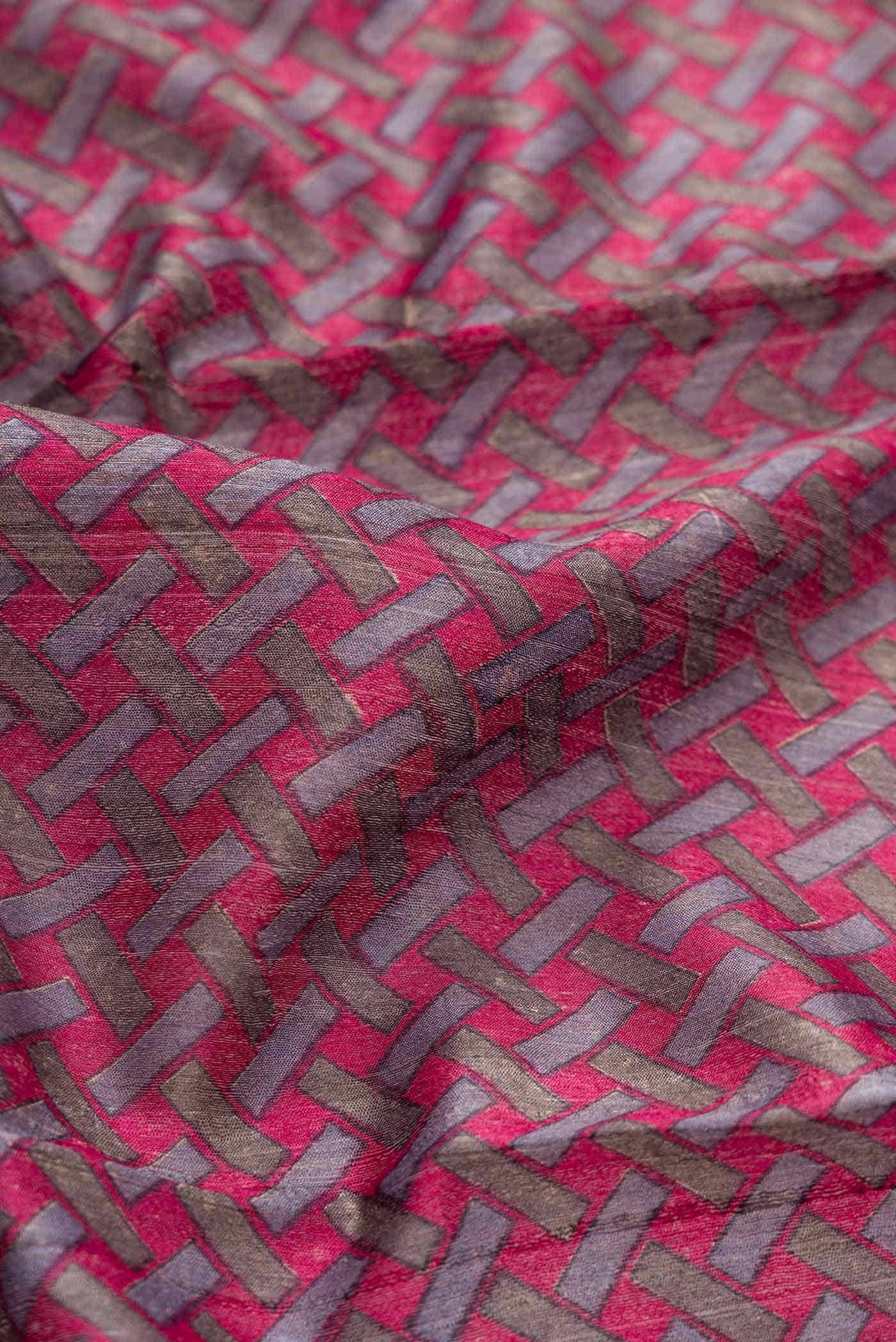 Pink Tussar Silk Saree