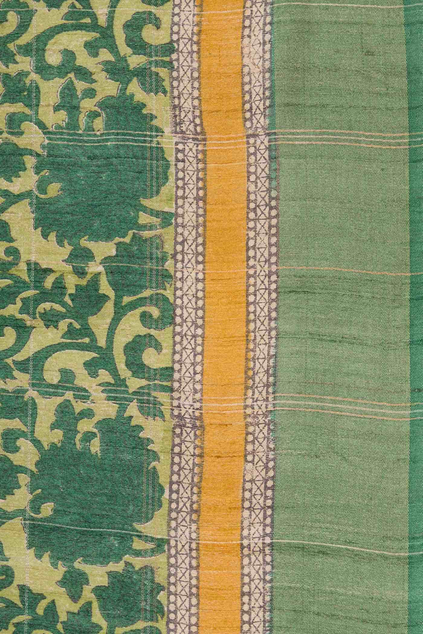 Green Tussar Silk Saree