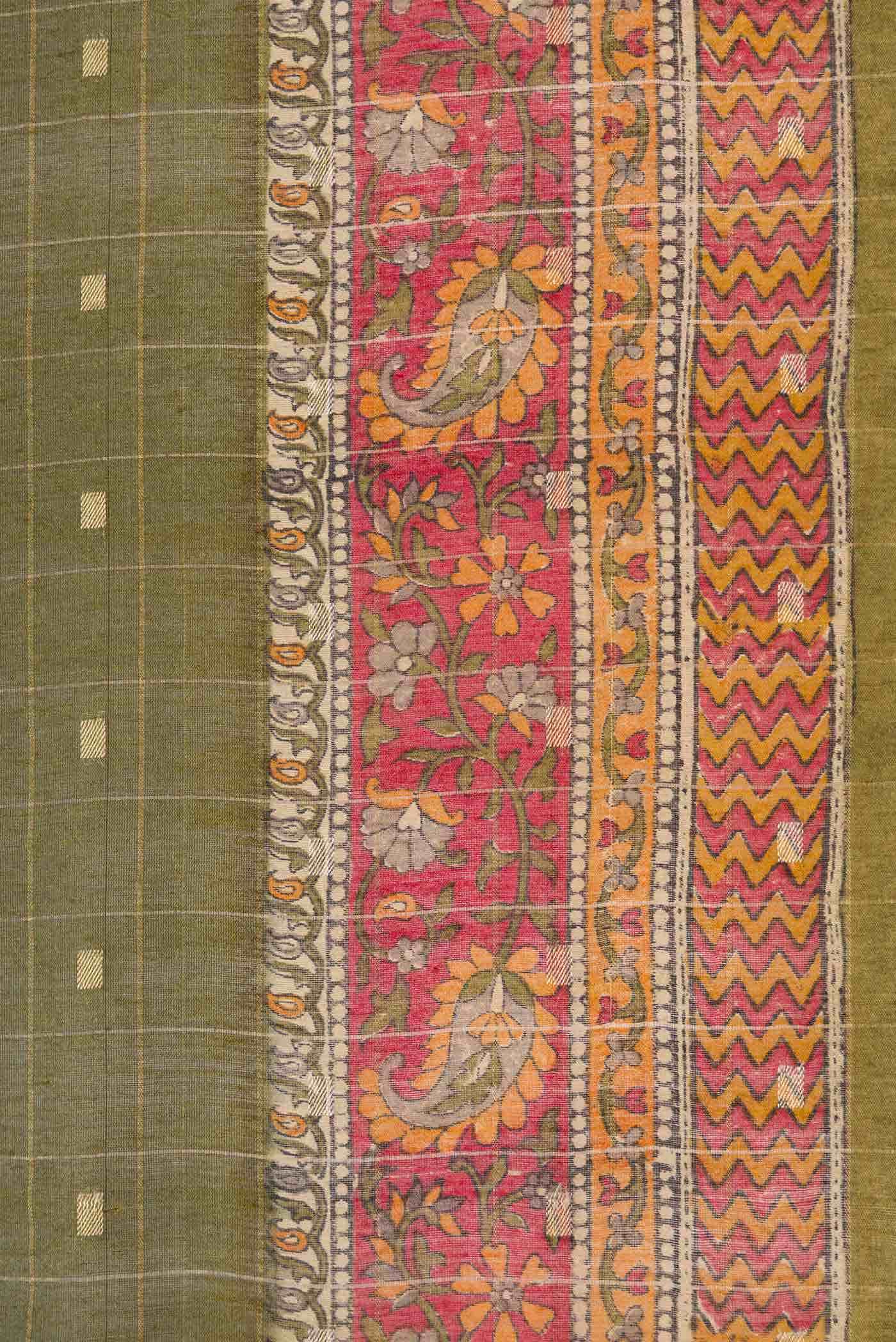 Mehandi Green Tussar Silk Saree