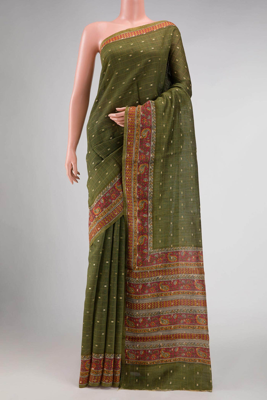 Mehandi Green Tussar Silk Saree