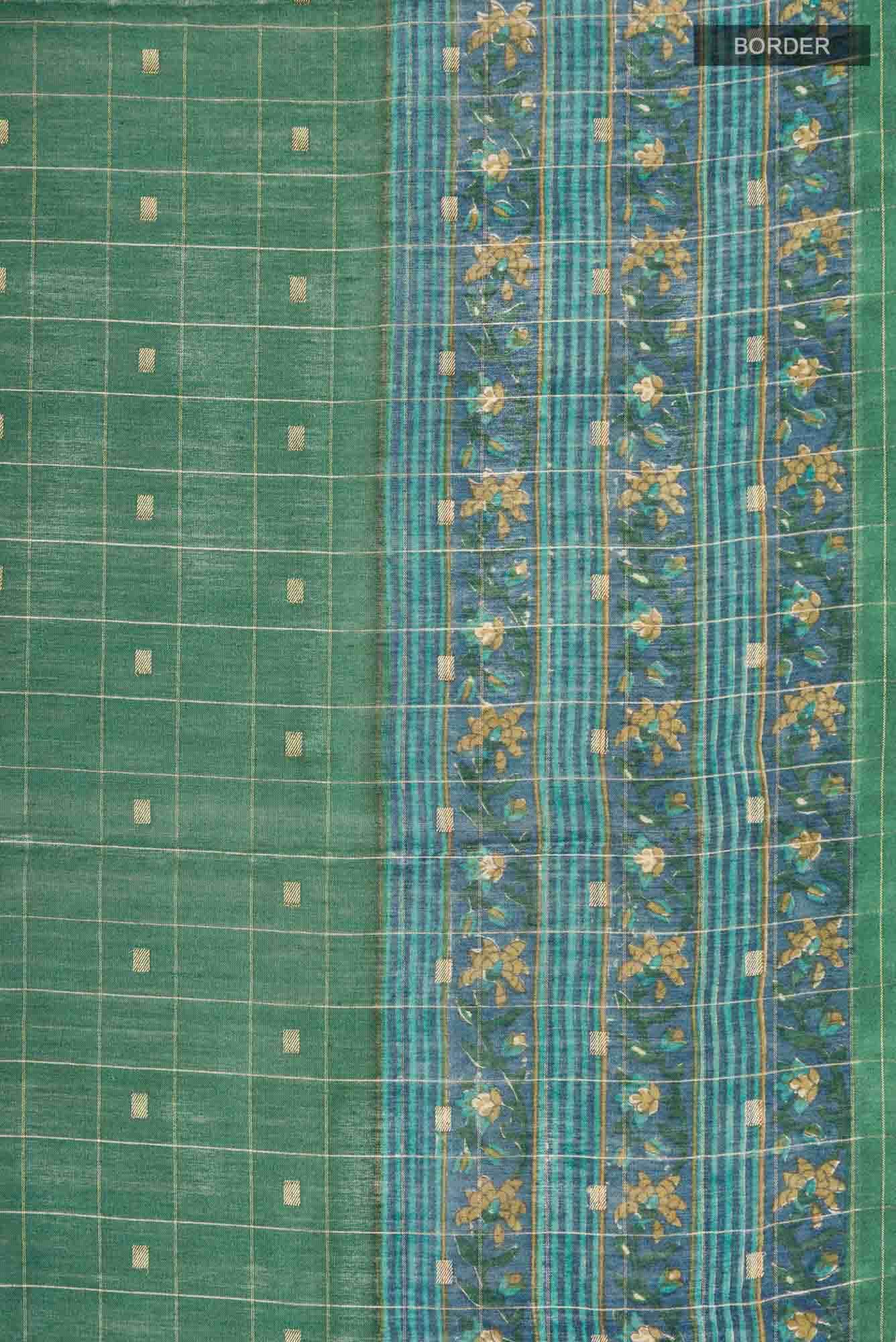 Green Bhagalpuri Tussar Silk Saree