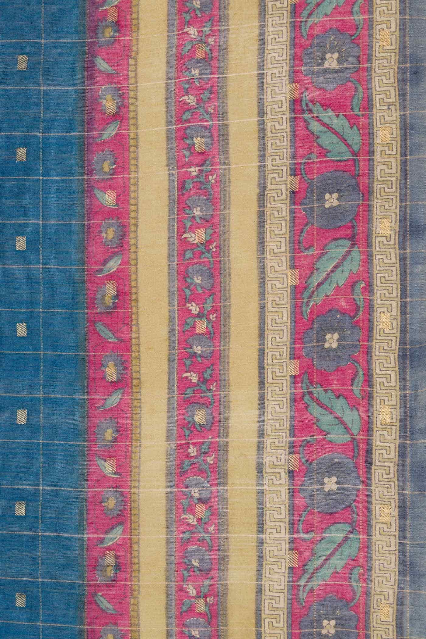 Blue Tussar Silk Saree