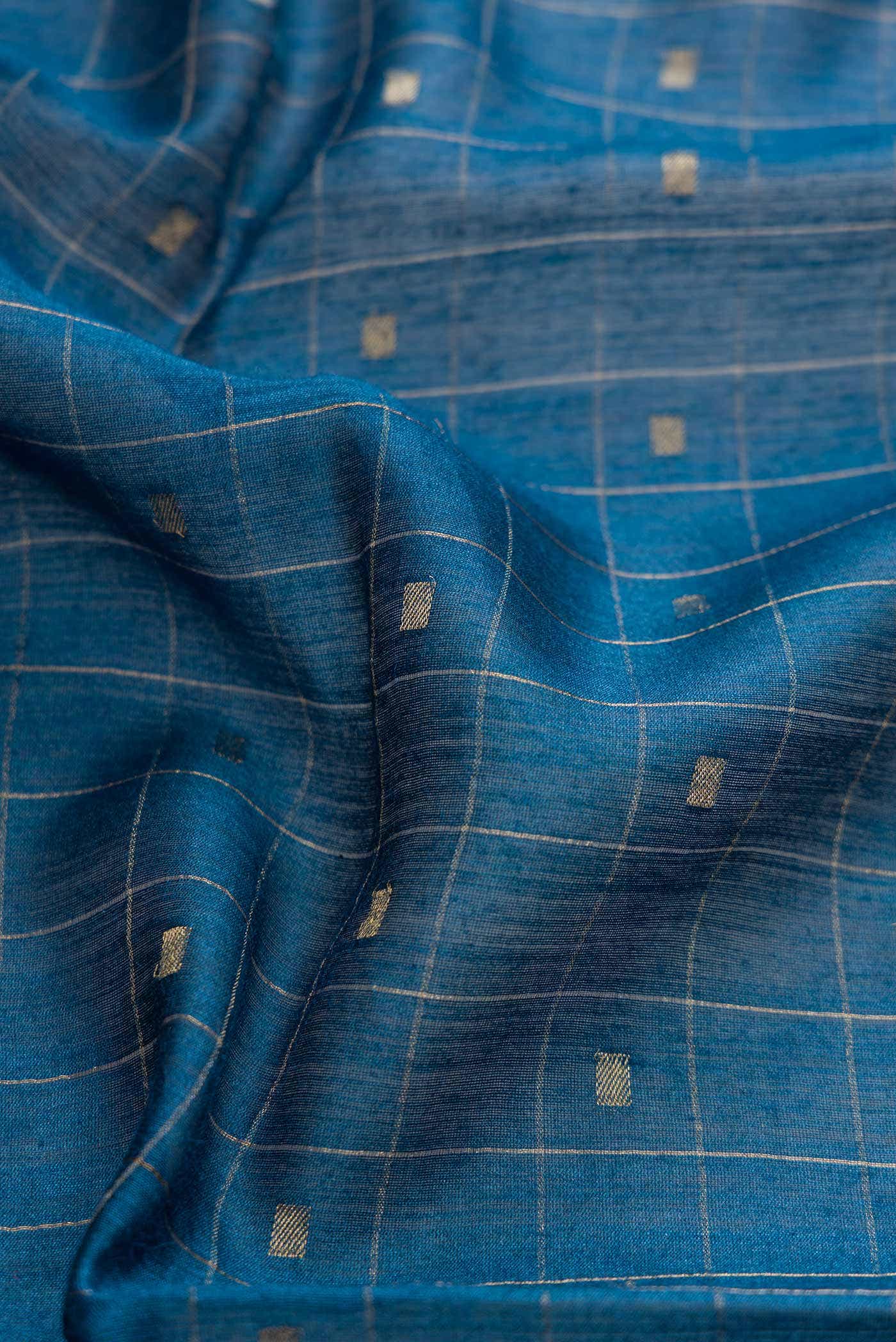 Blue Tussar Silk Saree