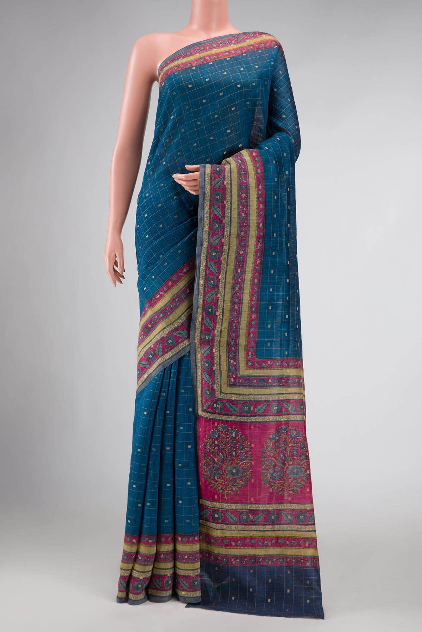Blue Tussar Silk Saree