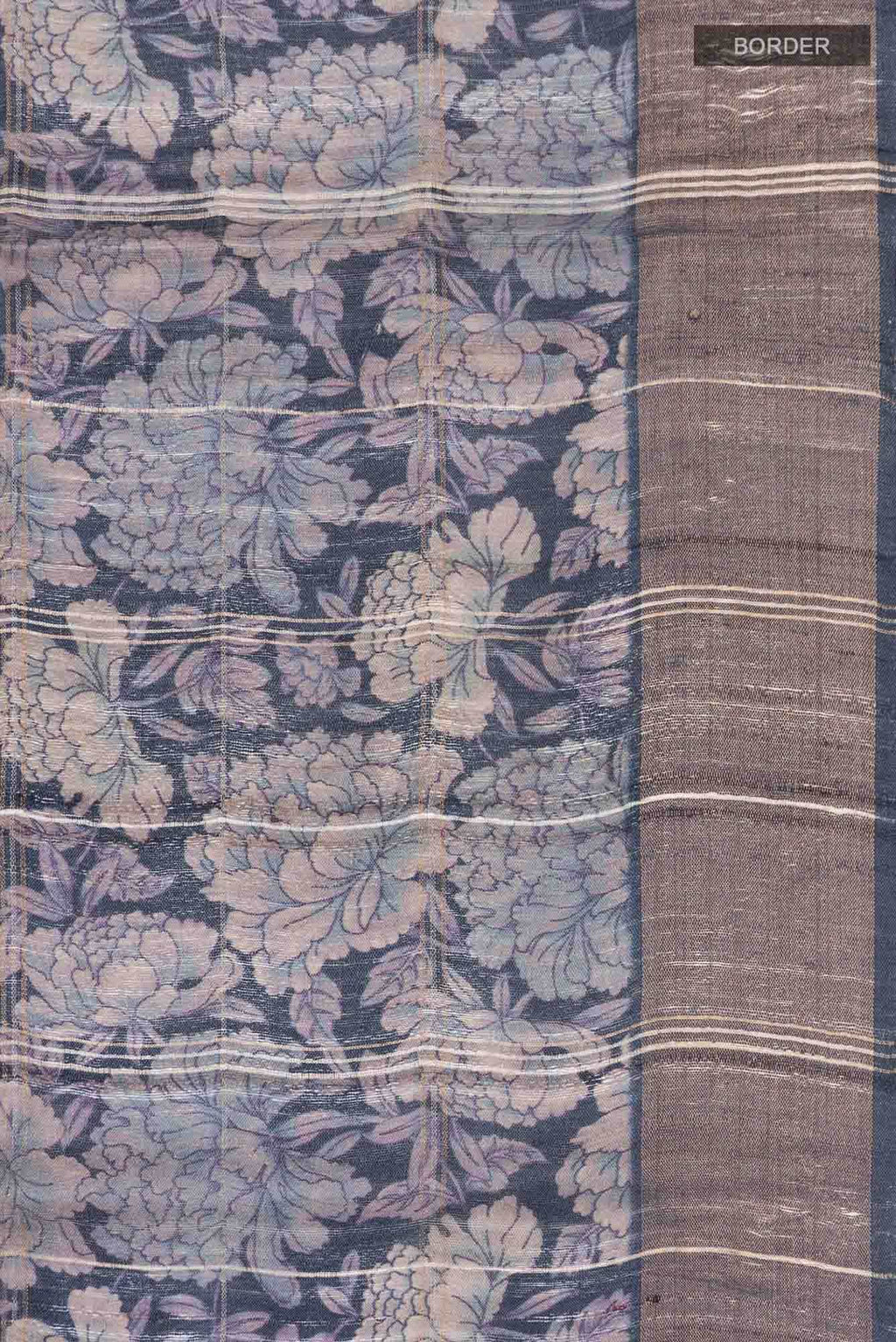 Navy Blue Bhagalpuri Tussar Silk Saree
