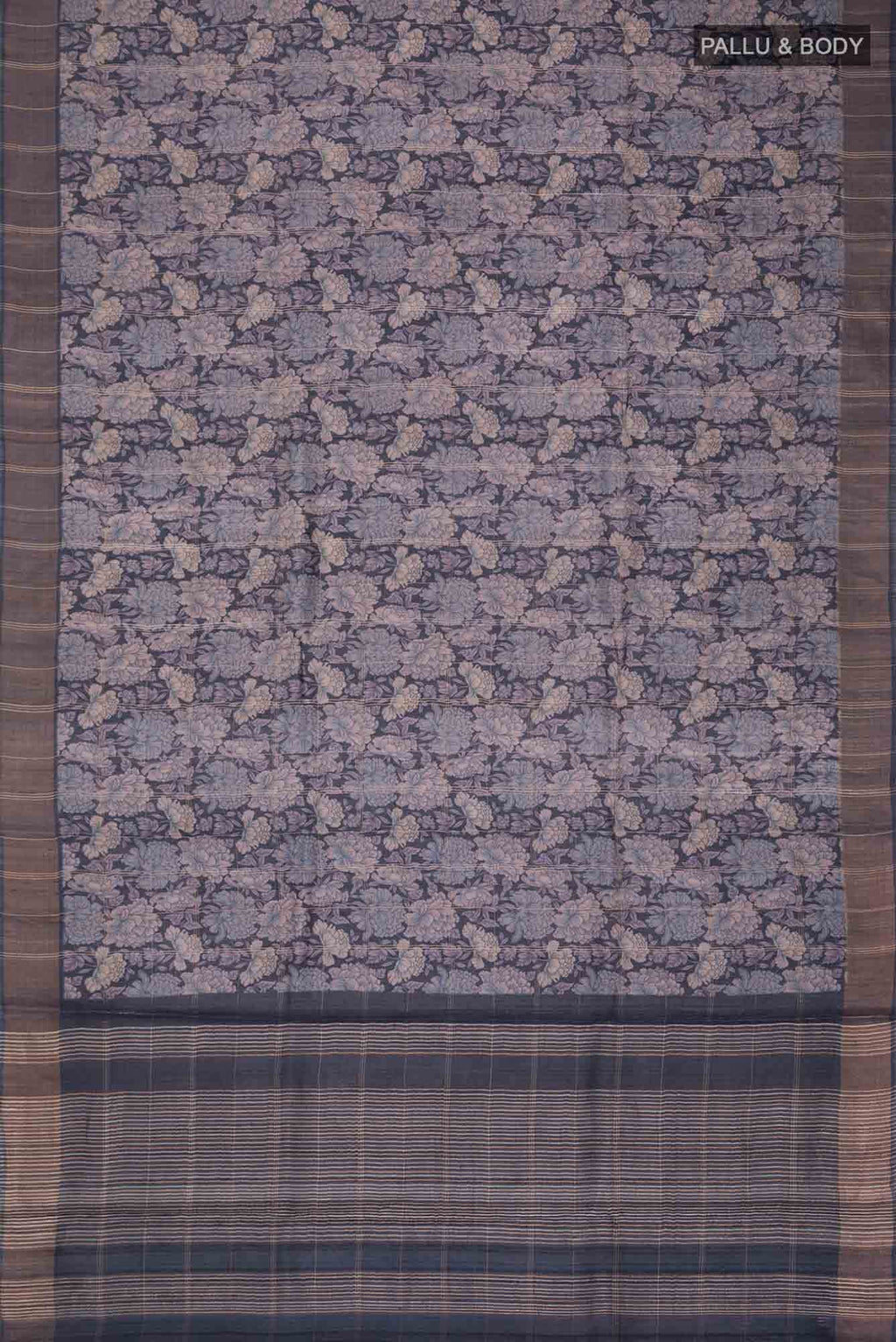 Navy Blue Bhagalpuri Tussar Silk Saree