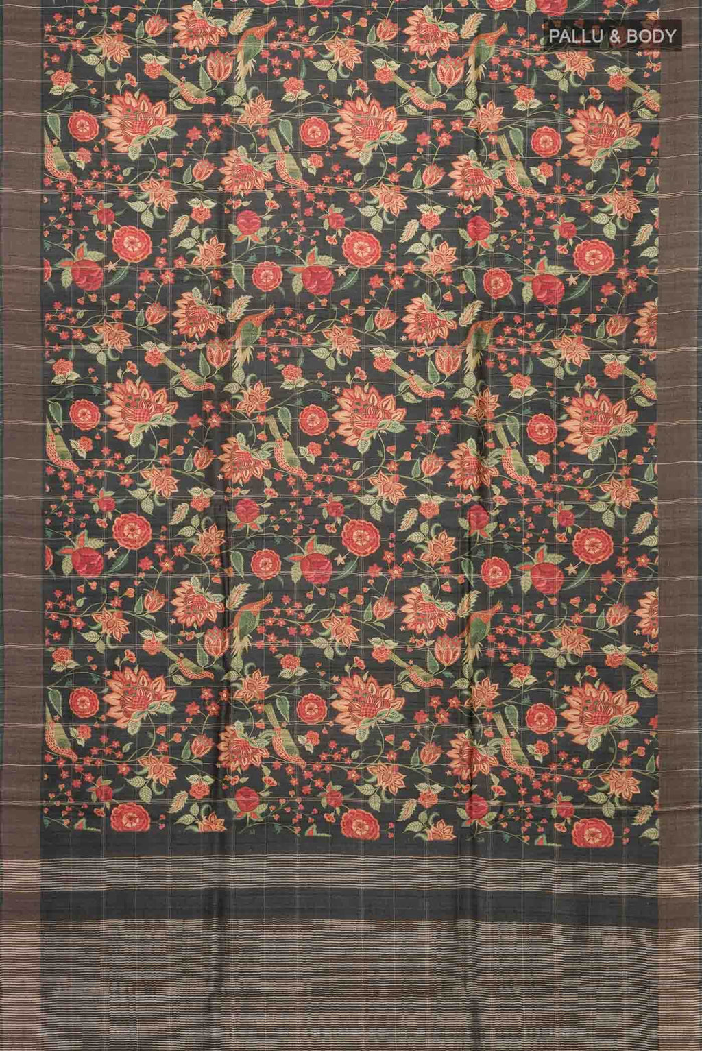 Black Tussar Silk Saree