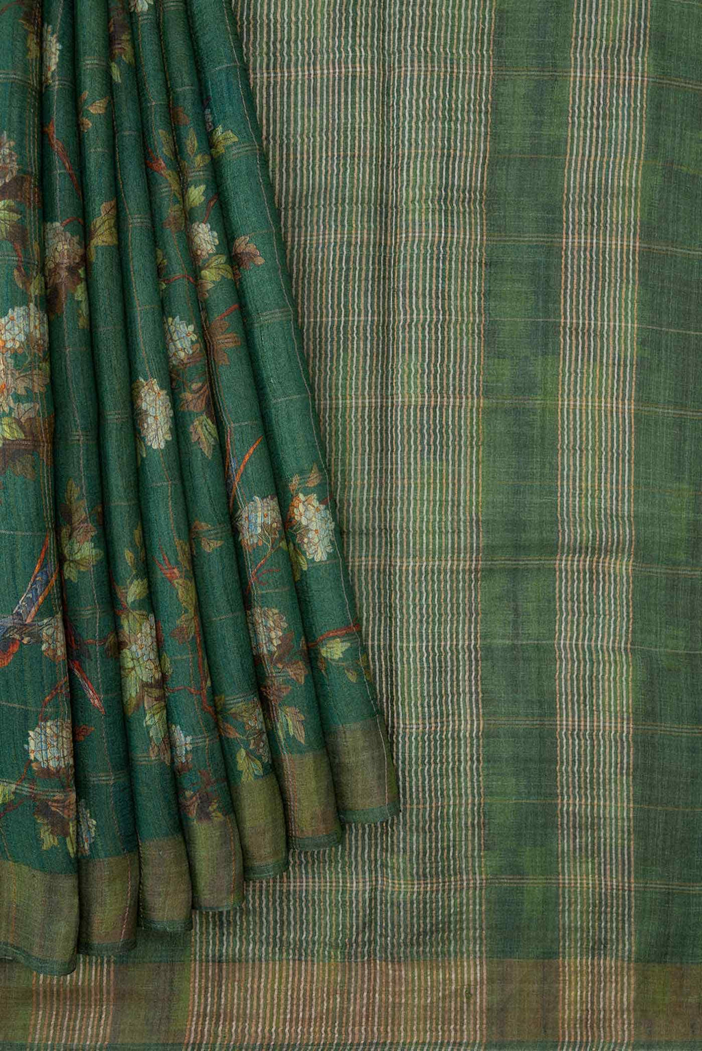 Green Dual Tone Tussar Silk Saree