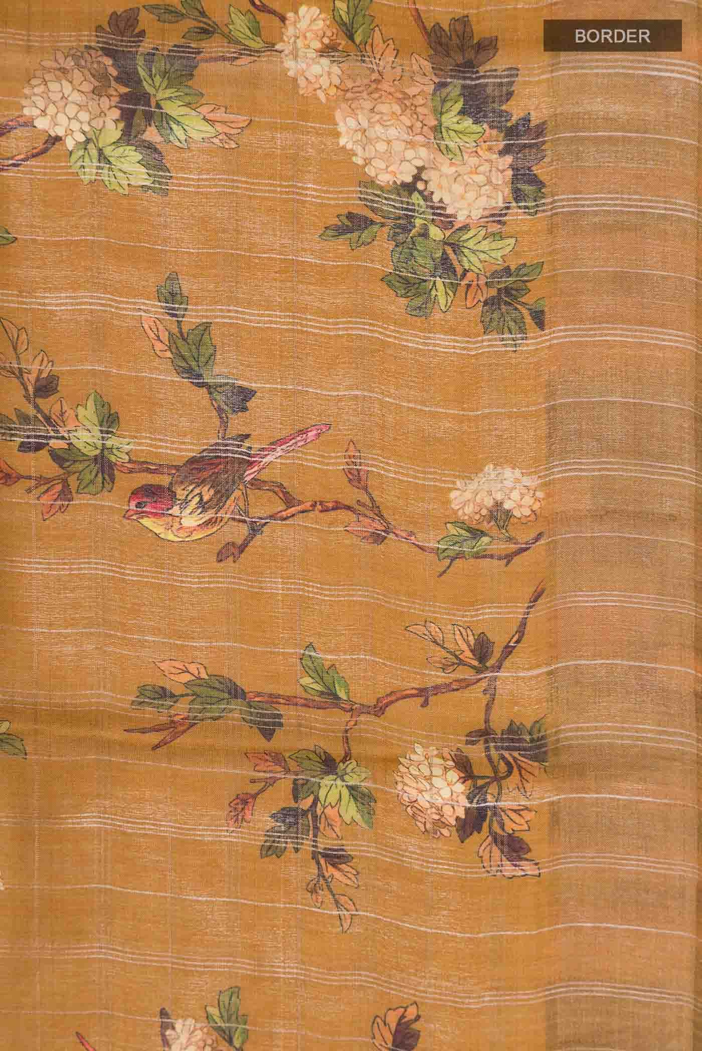Mustard Bhagalpuri Tussar Silk Saree