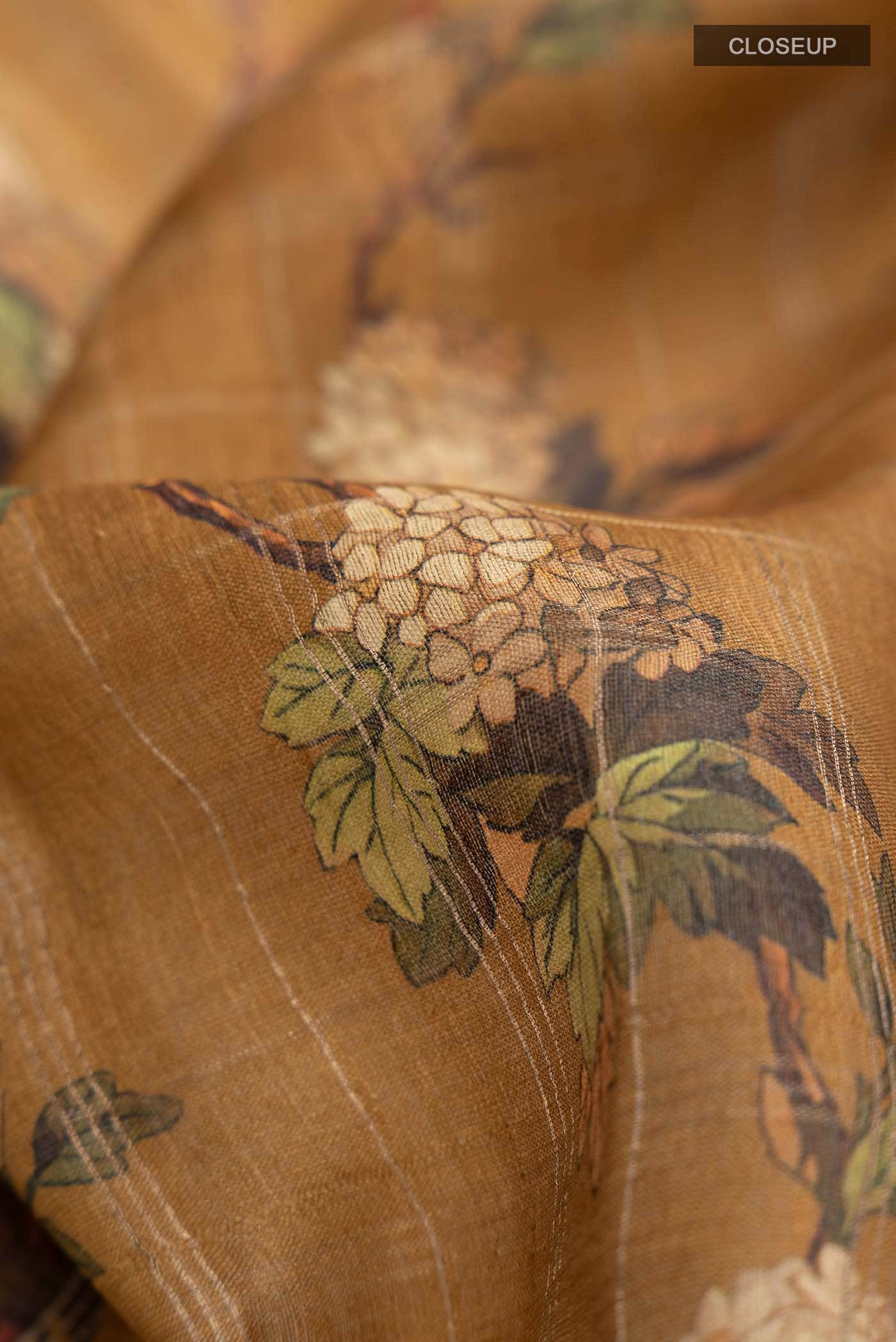 Mustard Bhagalpuri Tussar Silk Saree