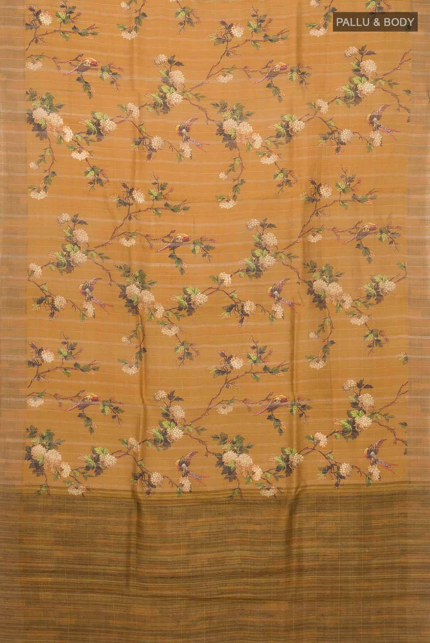 Mustard Bhagalpuri Tussar Silk Saree
