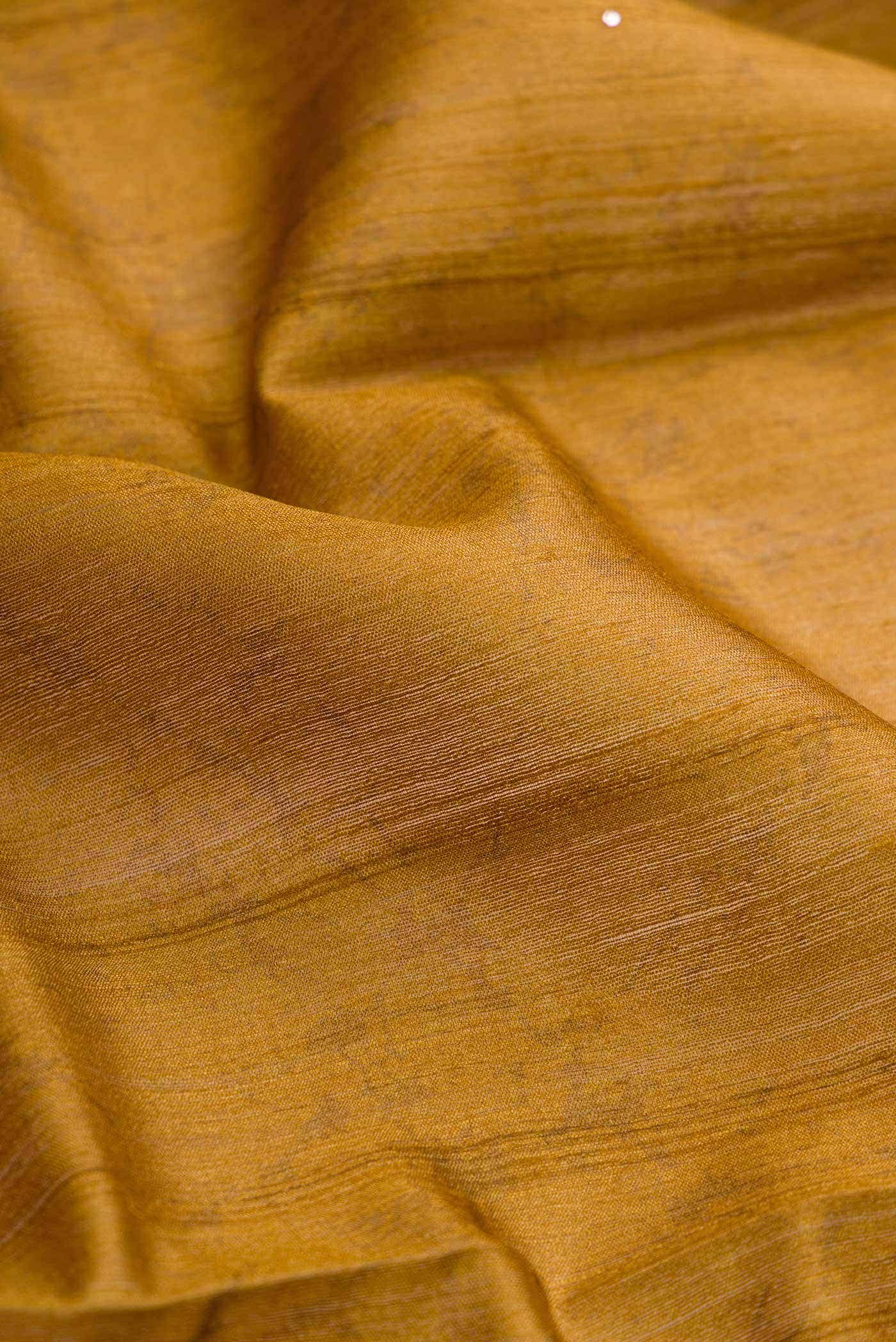 Mustard Tussar Silk Saree