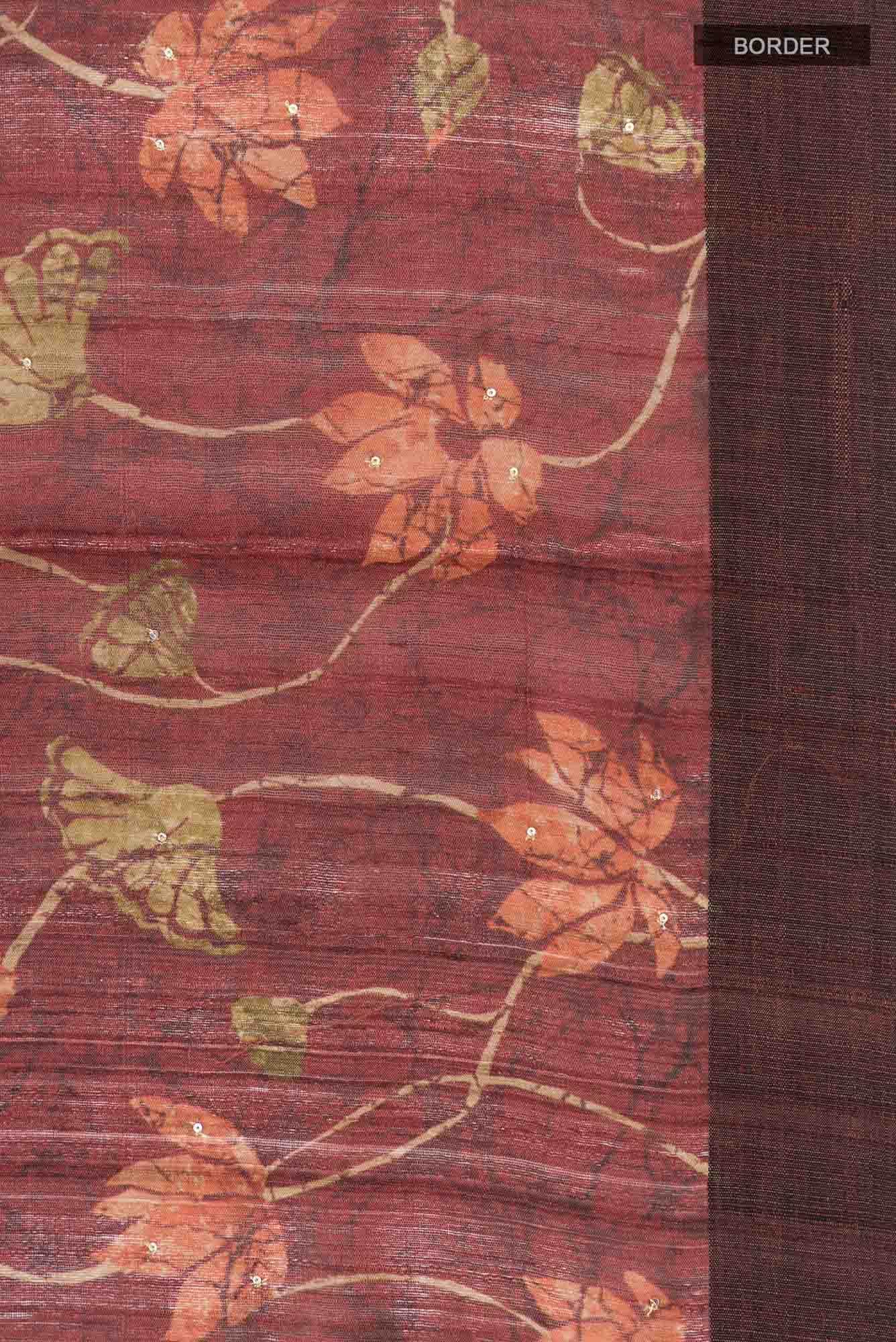 Maroon Bhagalpuri Tussar Silk Saree