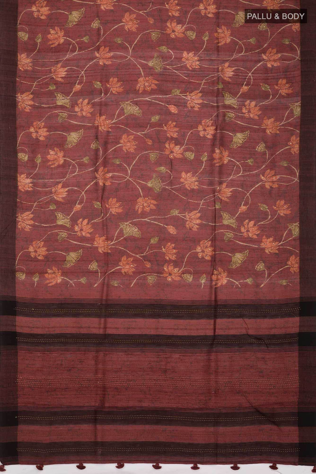 Maroon Bhagalpuri Tussar Silk Saree
