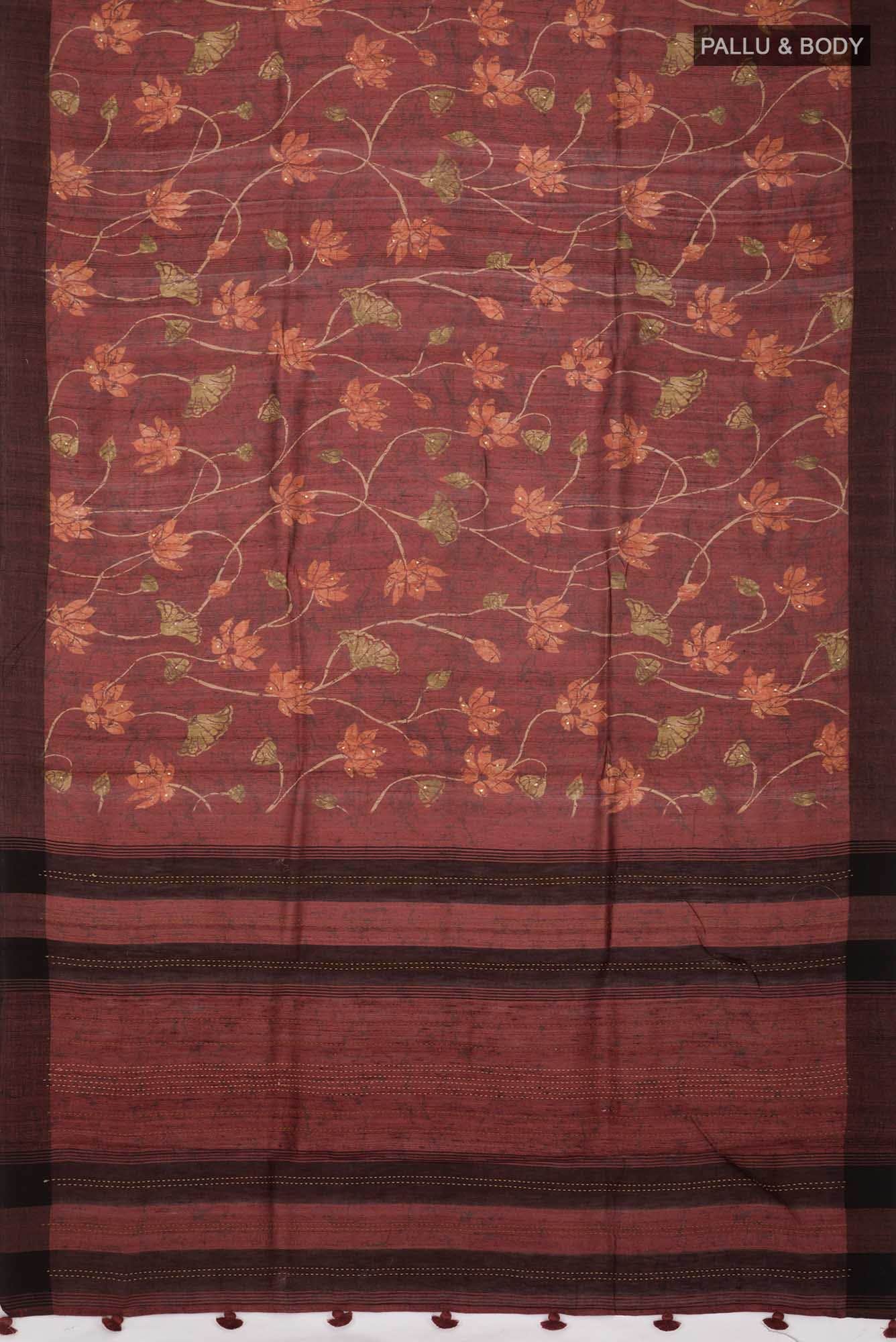 Maroon Bhagalpuri Tussar Silk Saree