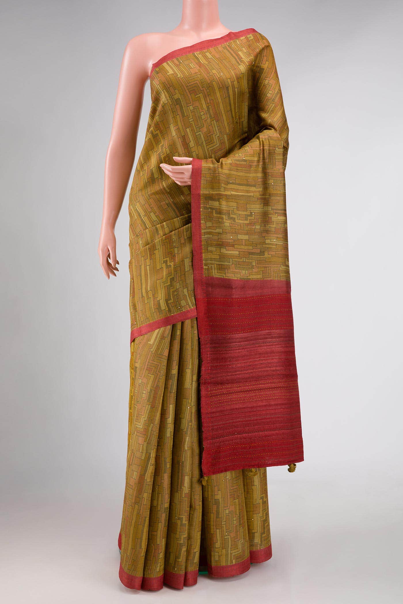 Mehandi Green Dual Tone Jute Silk Saree