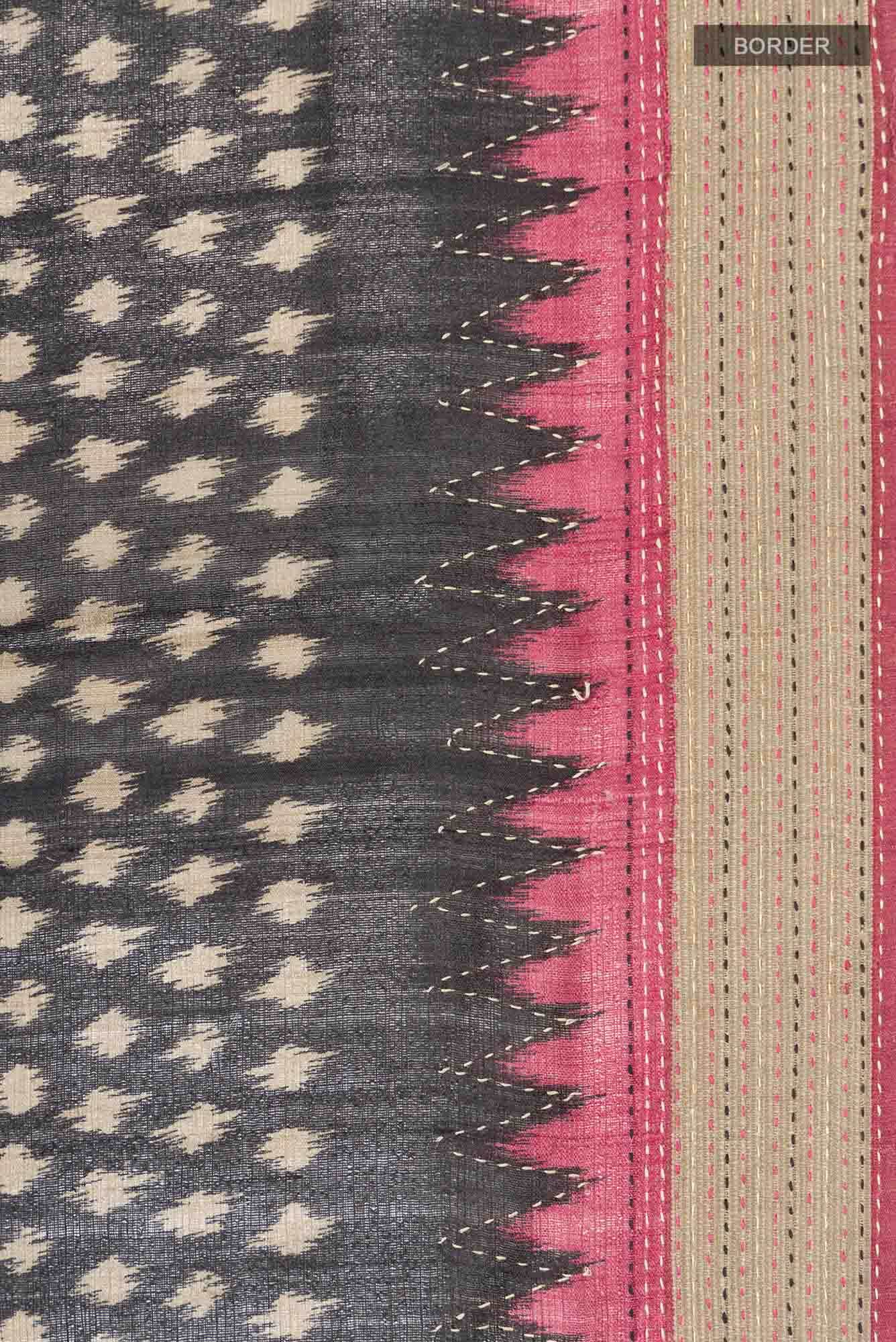Black Bhagalpuri Tussar Silk Saree