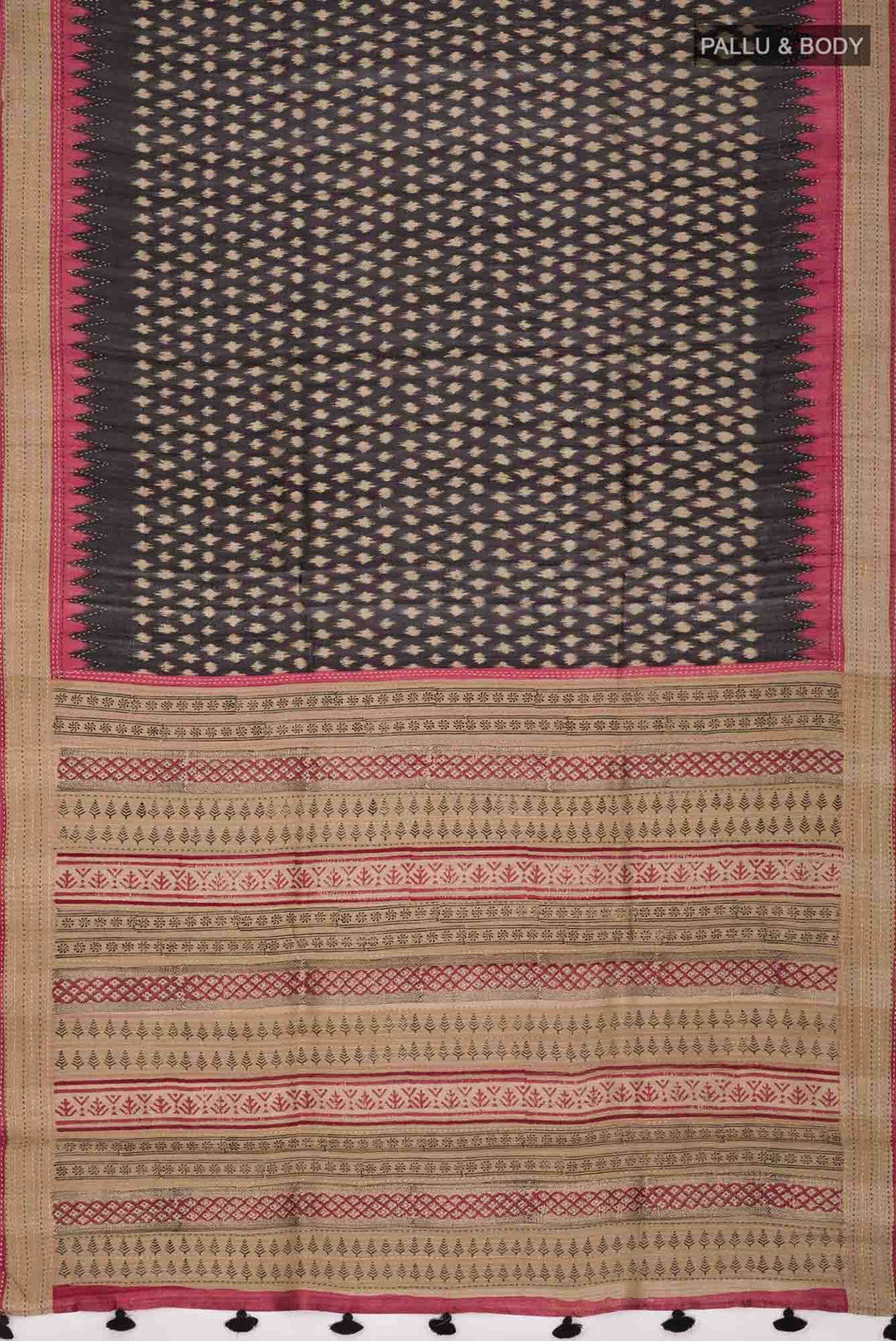 Black Bhagalpuri Tussar Silk Saree