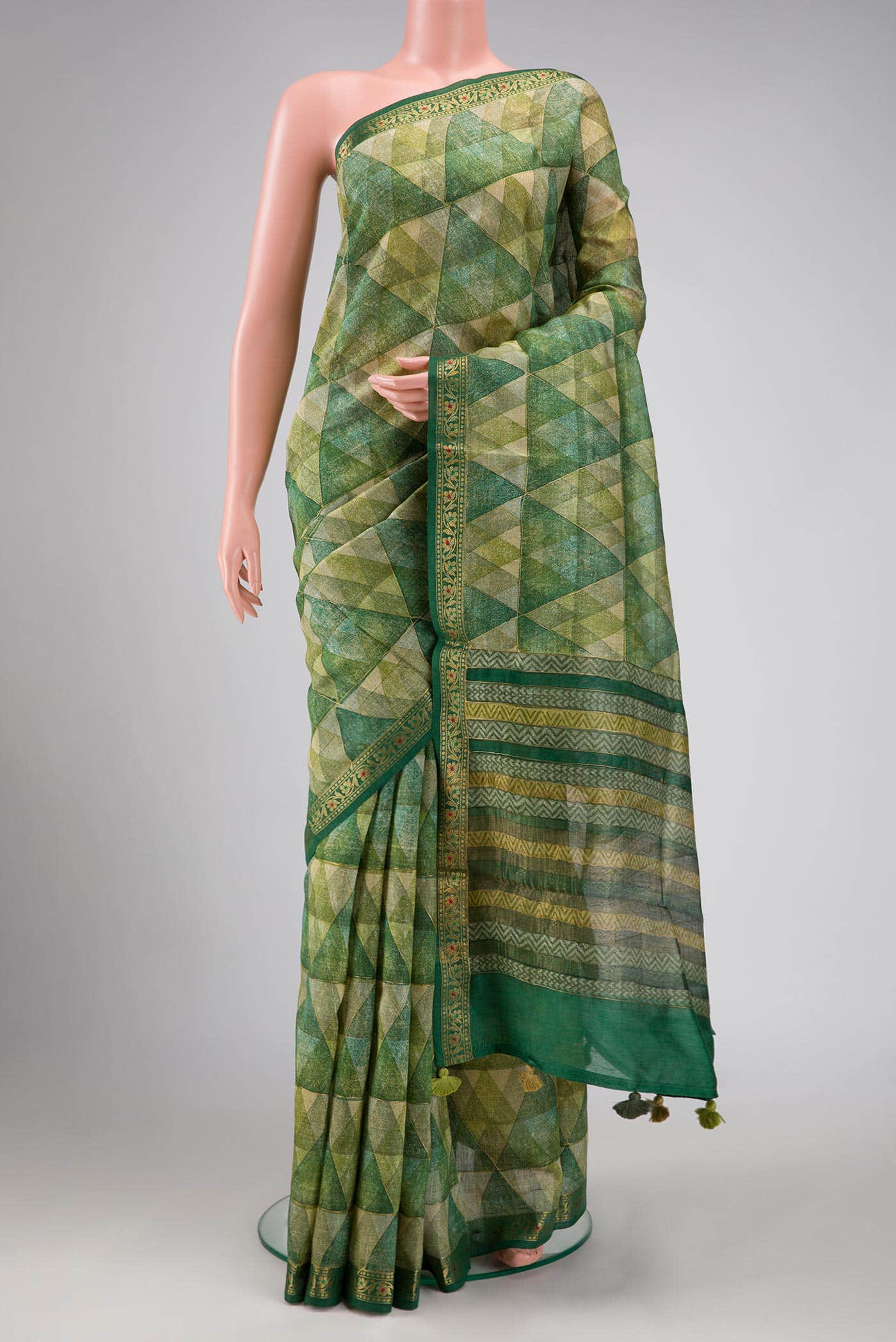 Green Tussar Silk Saree
