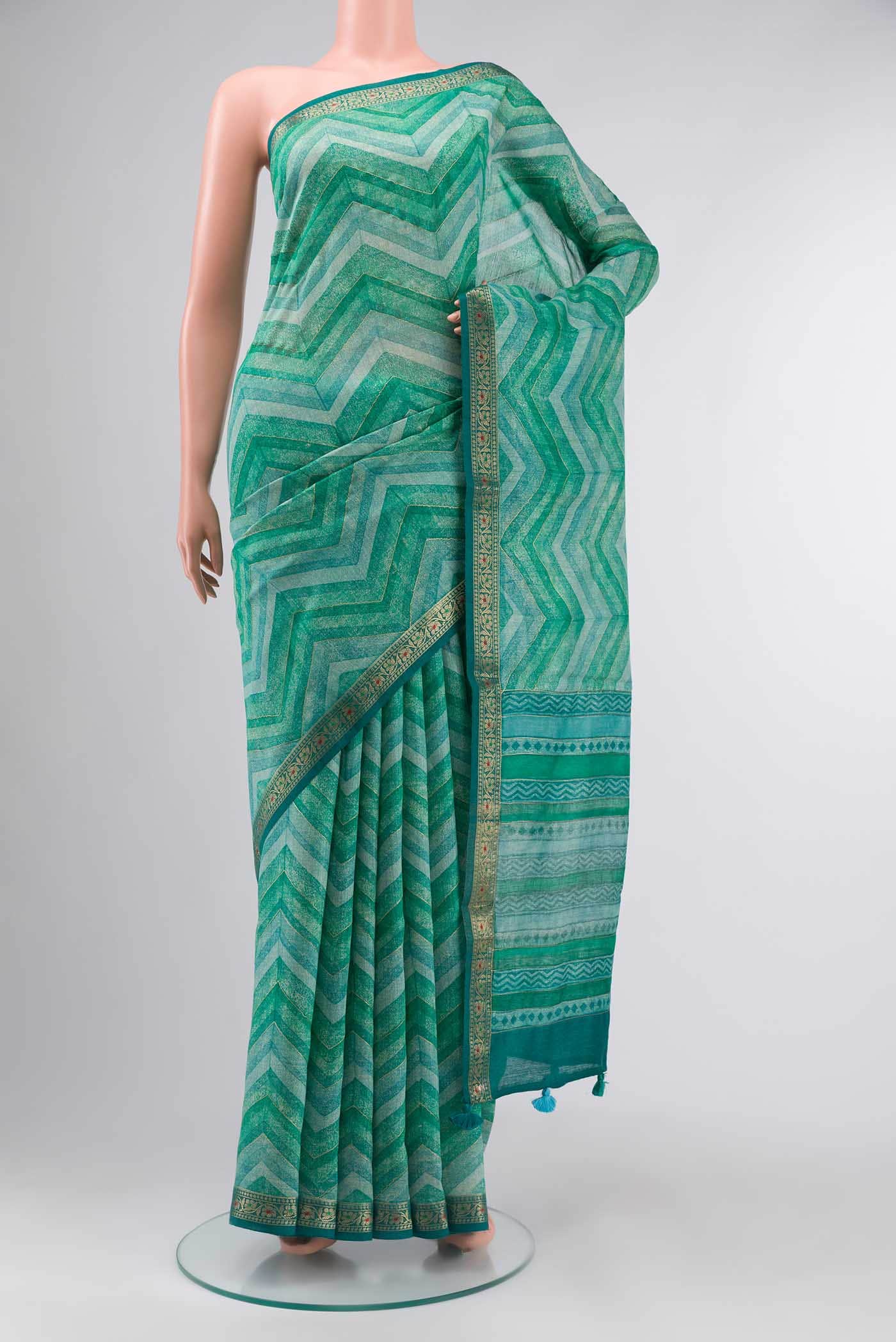 Green Tussar Silk Saree