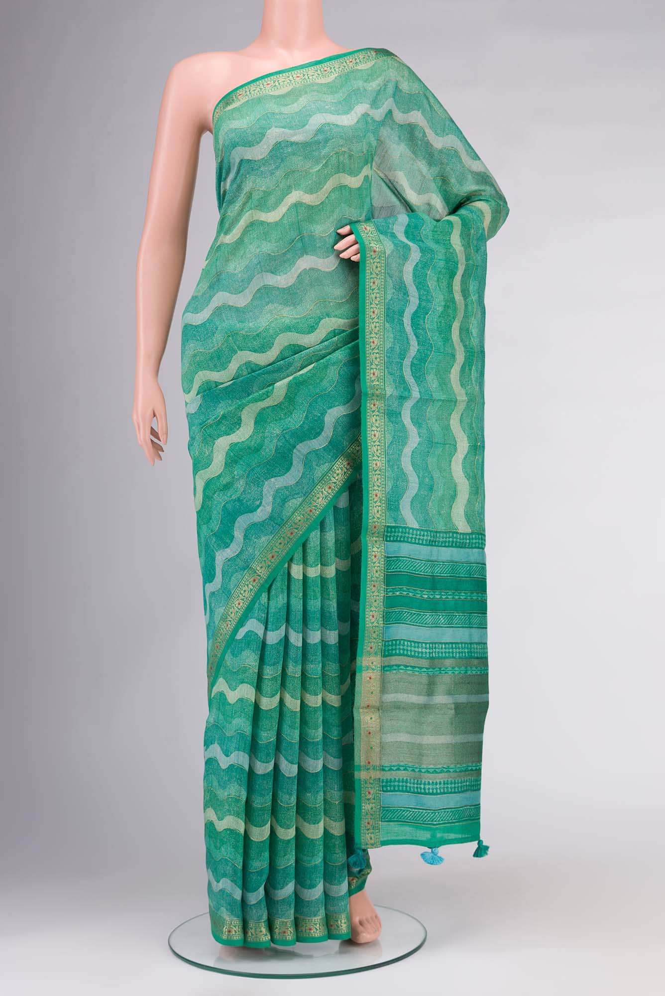 Green Bhagalpuri Tussar Silk Saree