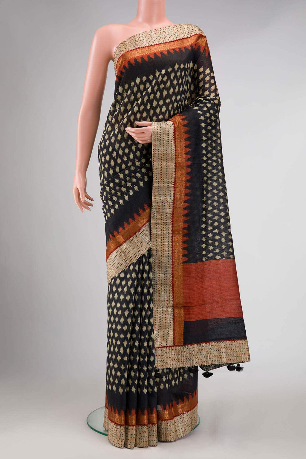 Black Tussar Silk Saree