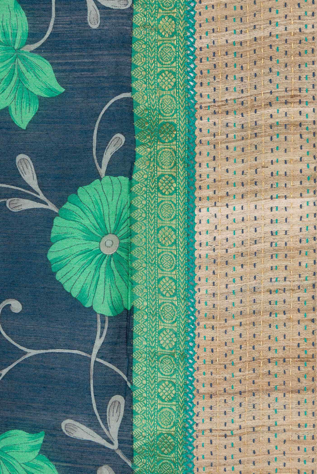 Blue Dual Tone Tussar Silk Saree