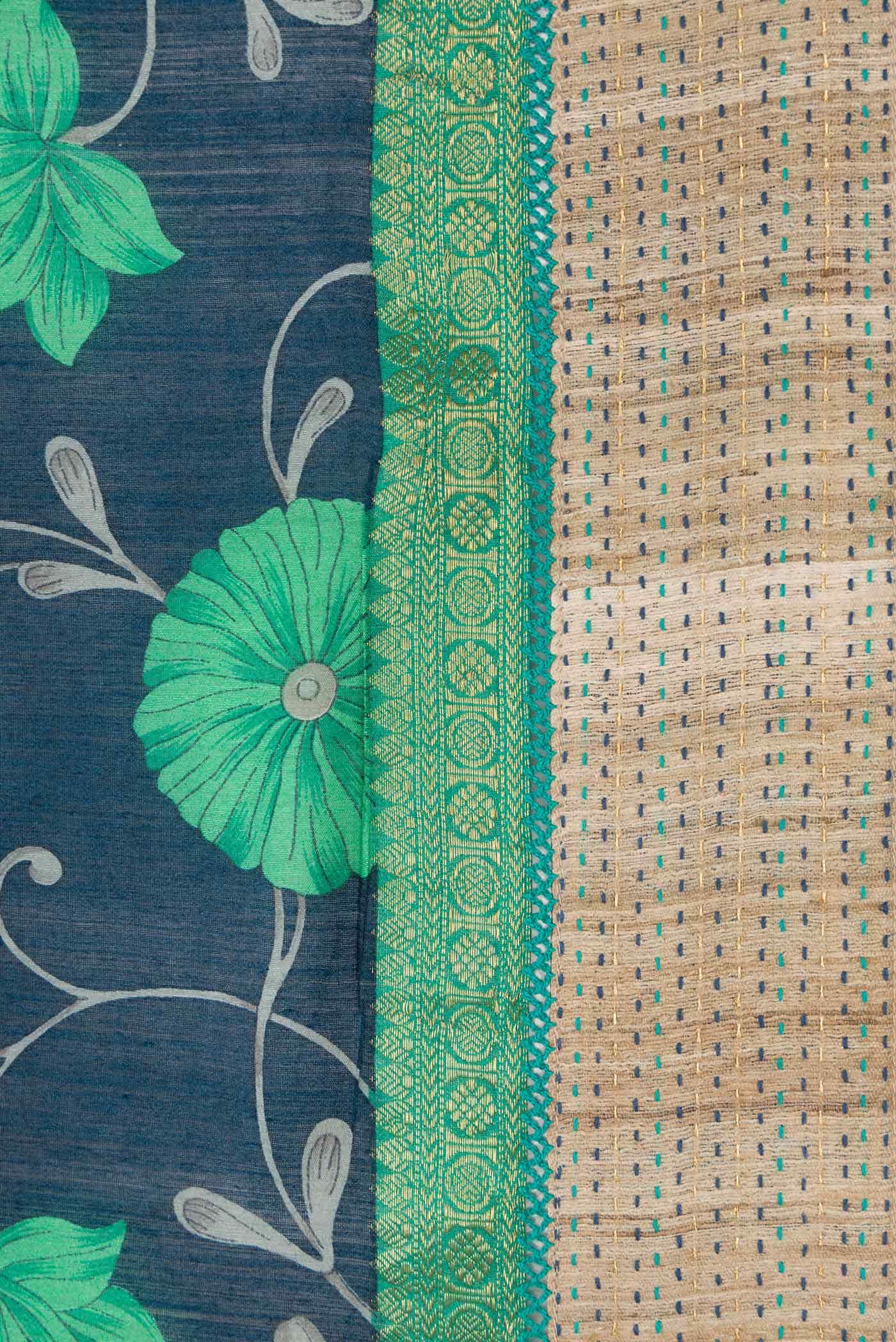 Blue Dual Tone Tussar Silk Saree