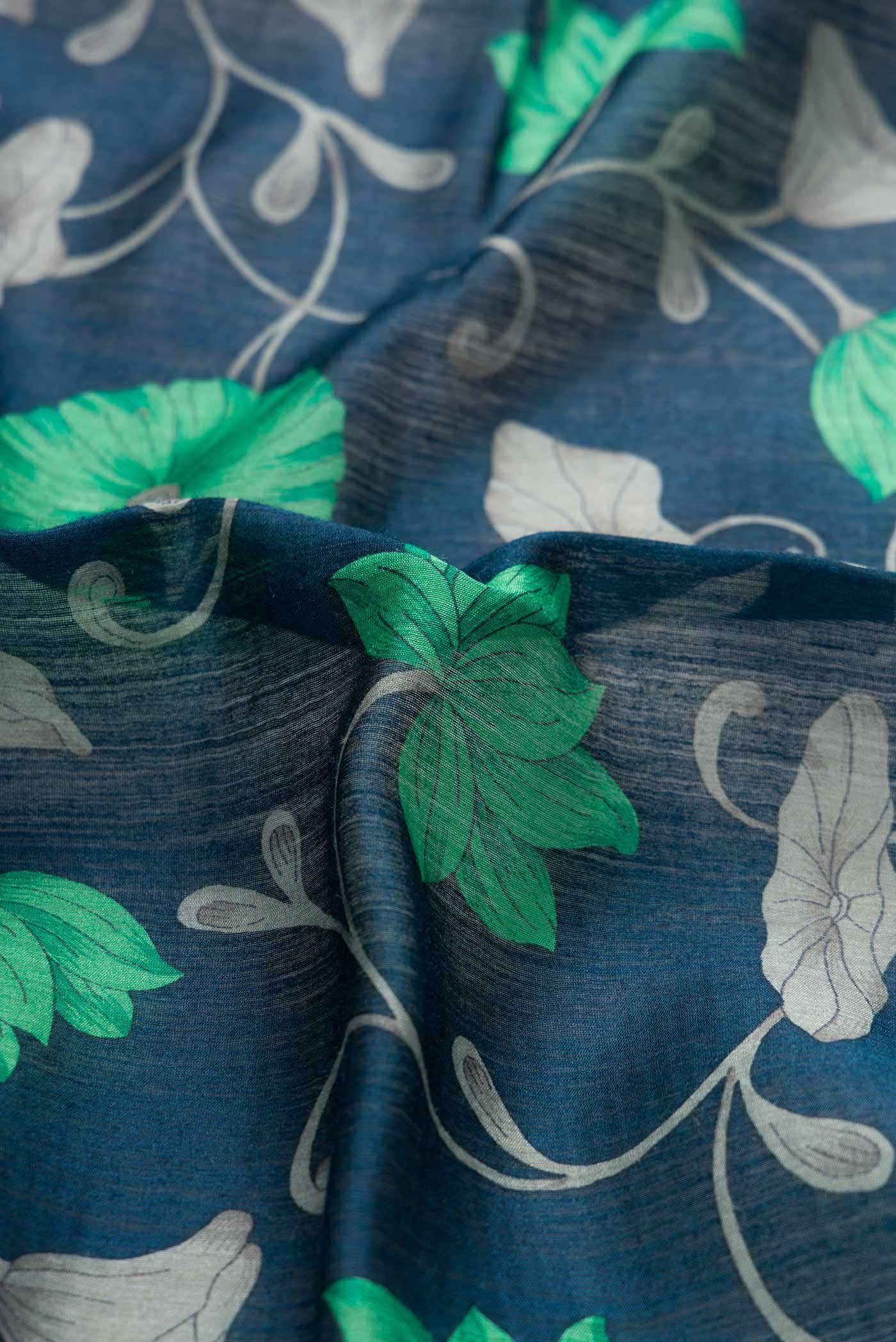 Blue Dual Tone Tussar Silk Saree