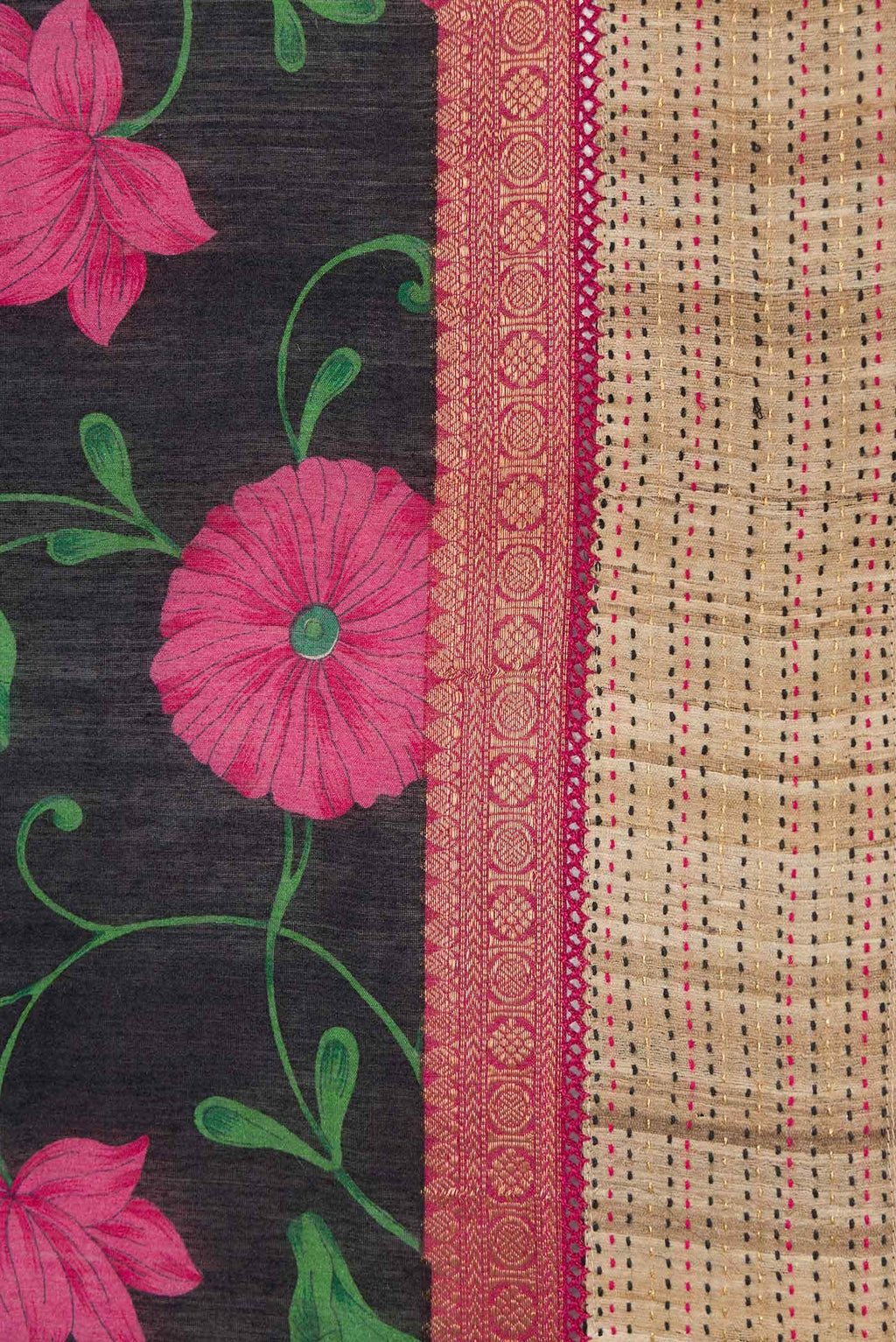 Black Tussar Silk Saree