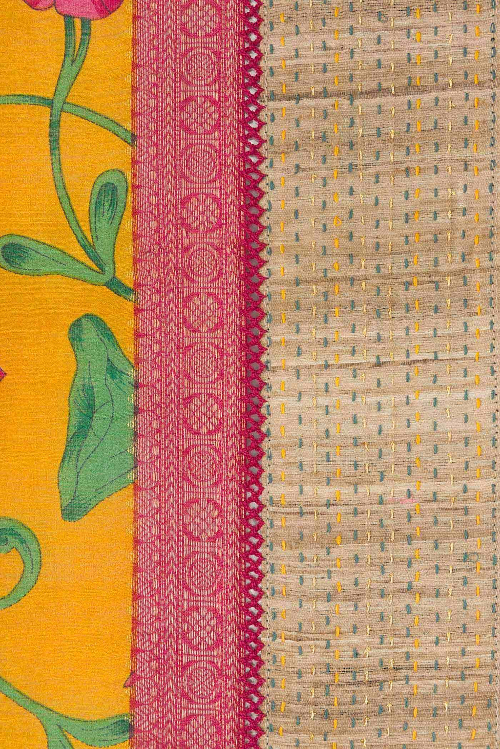 Mustard Tussar Silk Saree