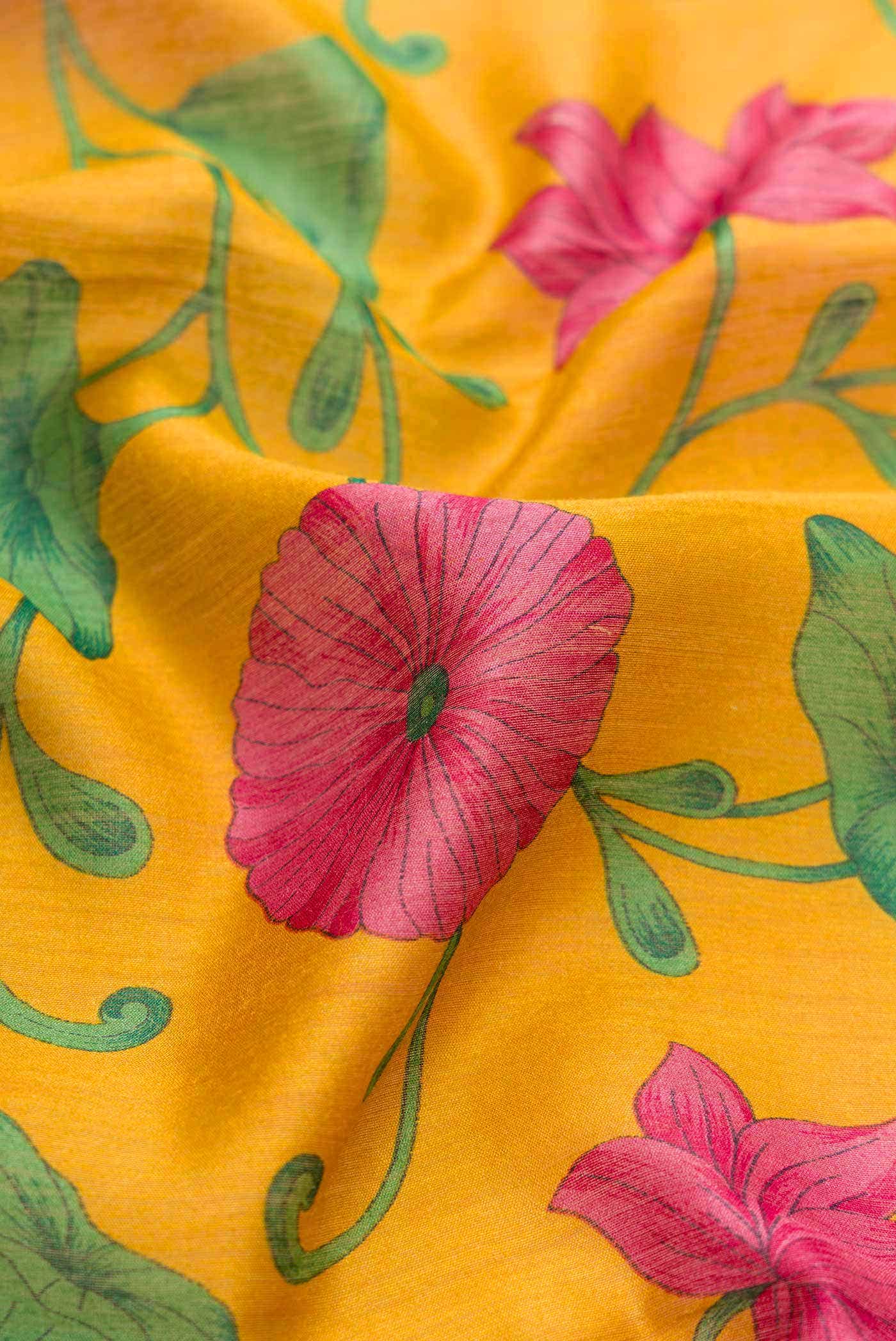 Mustard Tussar Silk Saree