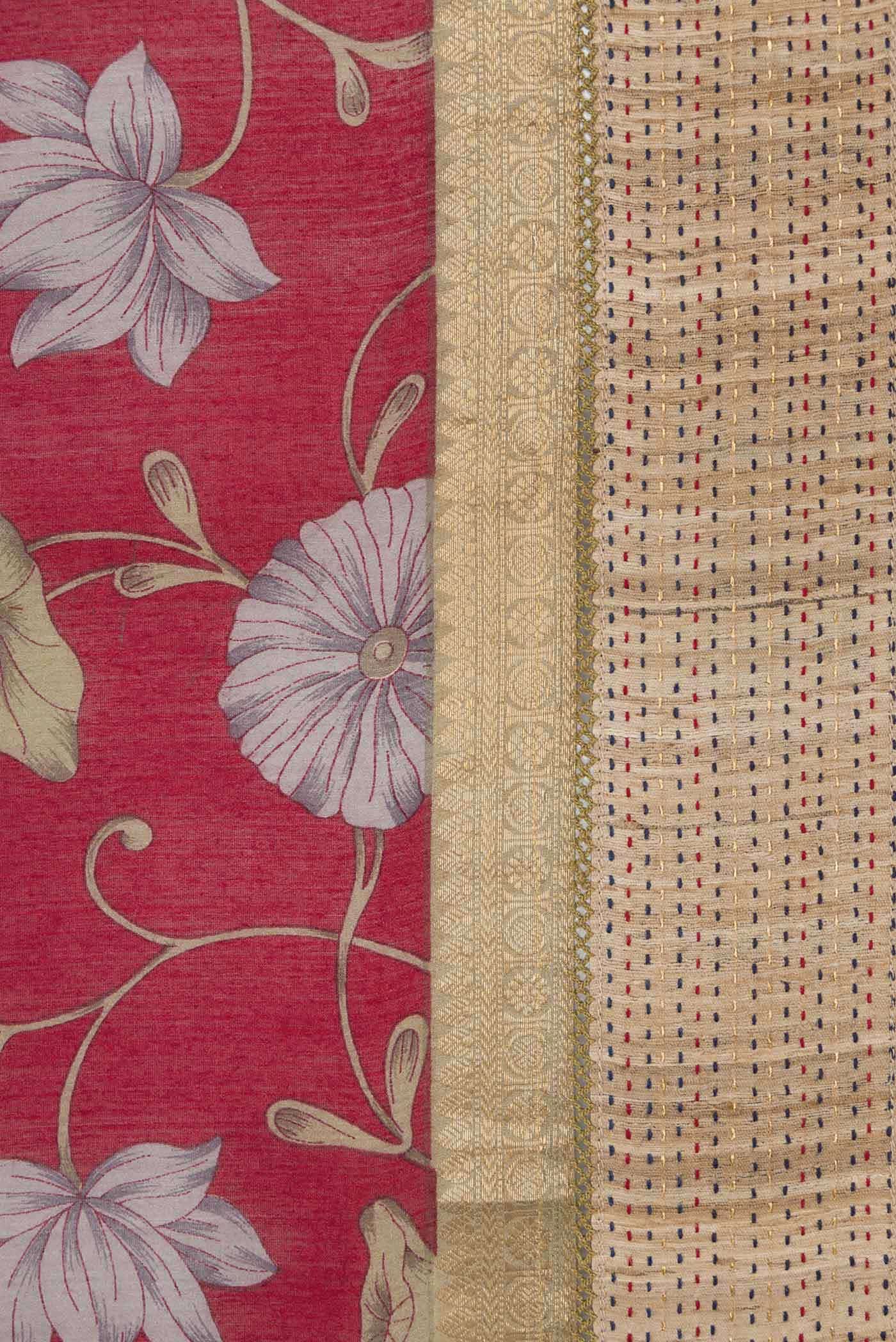 Maroon Tussar Silk Saree