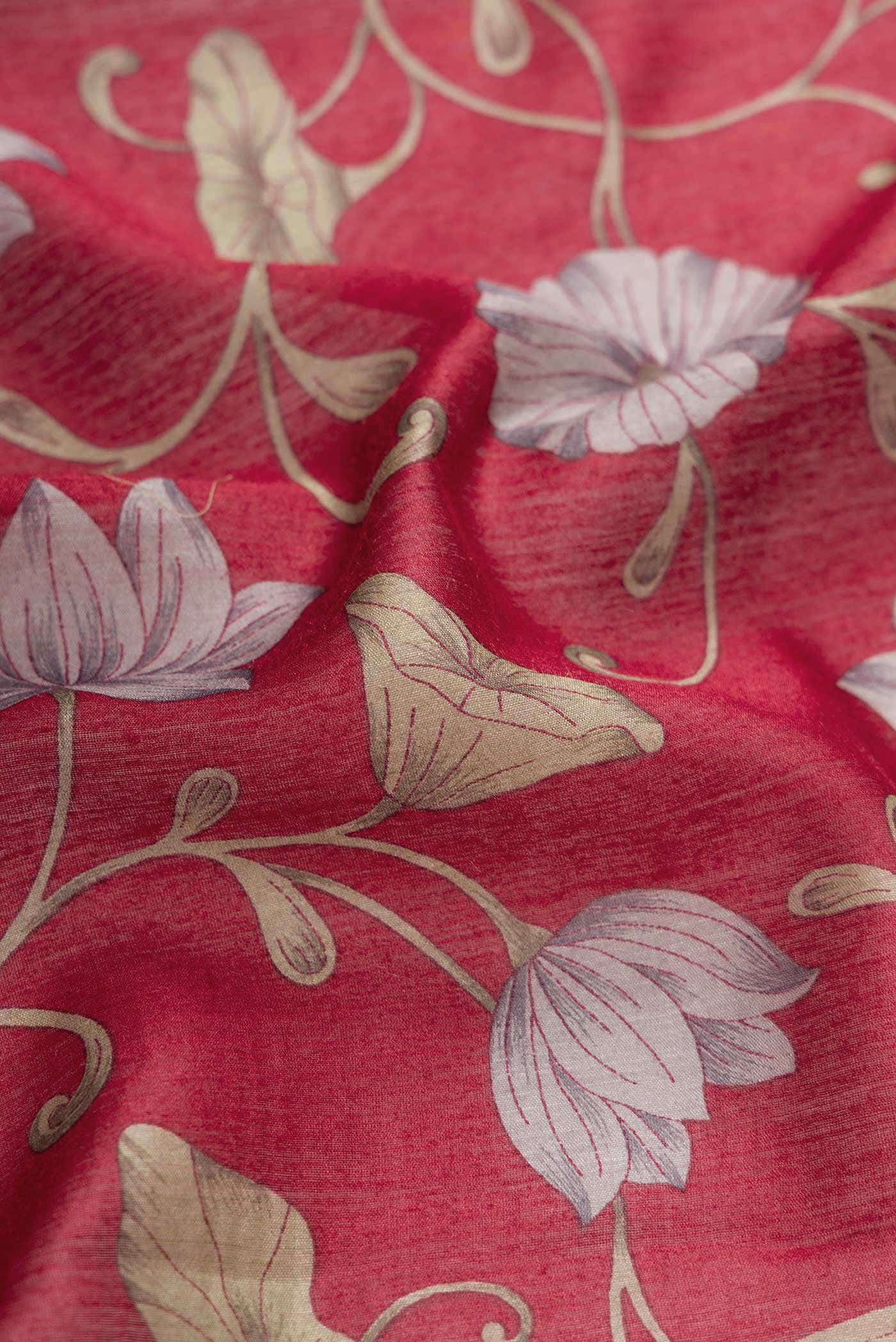 Maroon Tussar Silk Saree