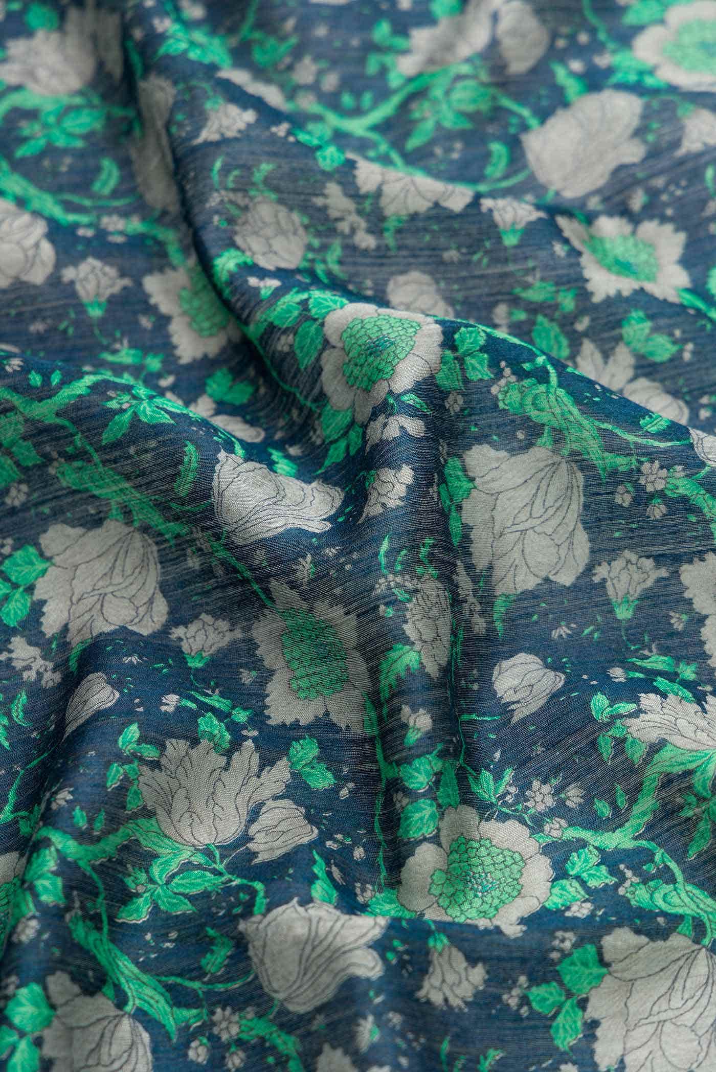 Blue Tussar Silk Saree